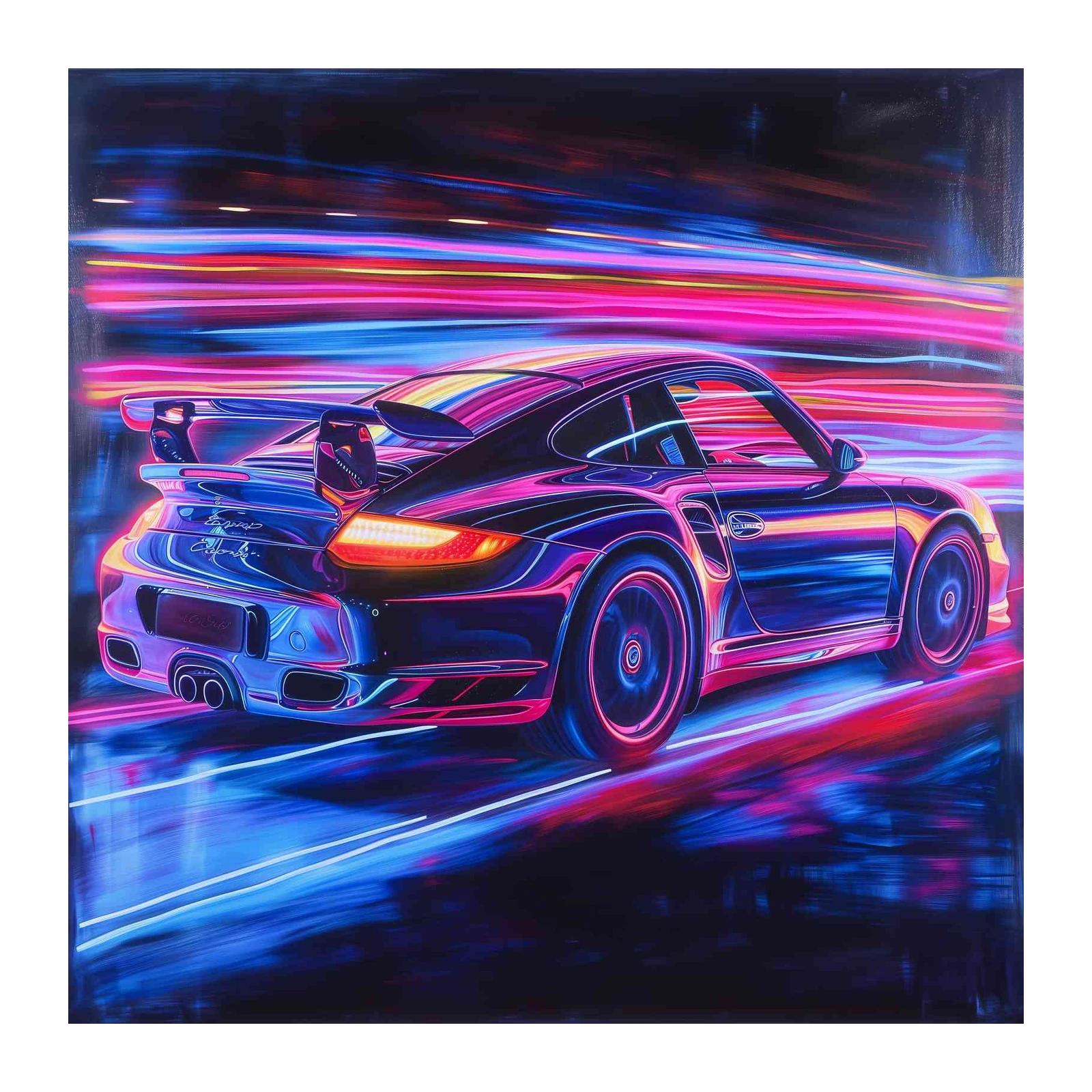 Neon Speed Porsche 911 Wall Art