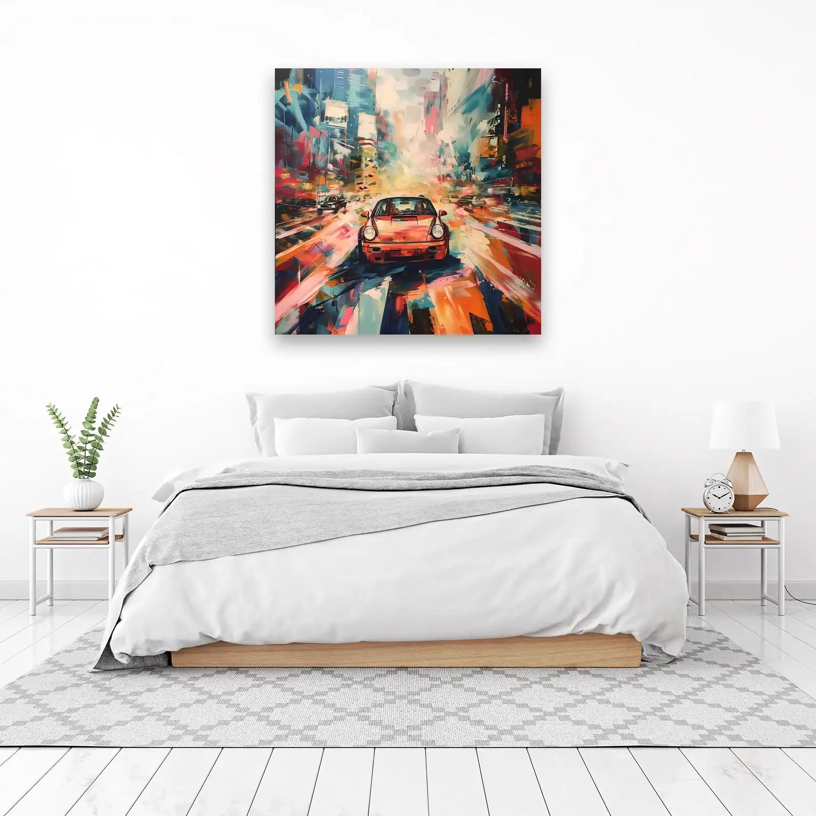 Vibrant Porsche Cityscape Wall Art