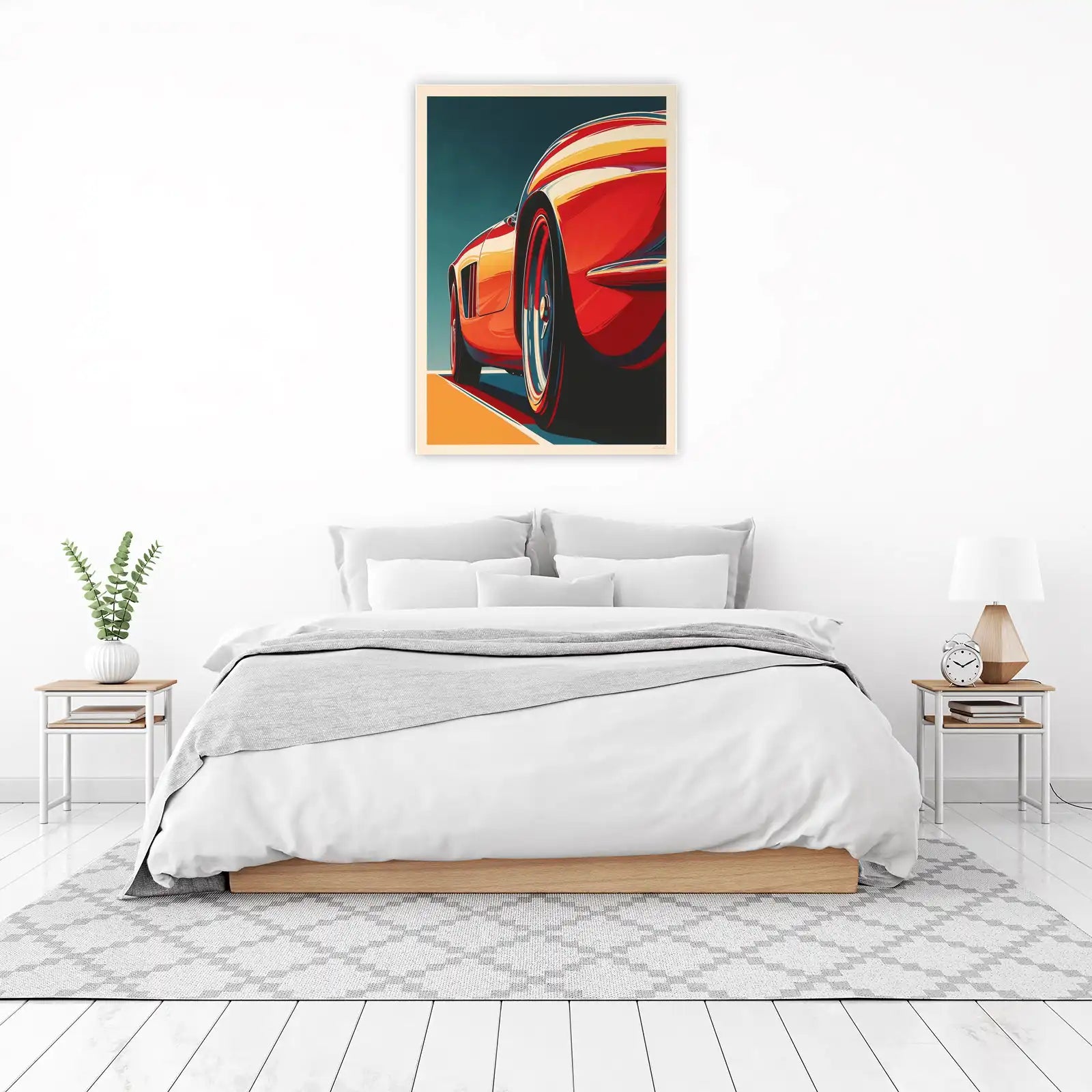 Retro Red Sports Car Art Wall Art