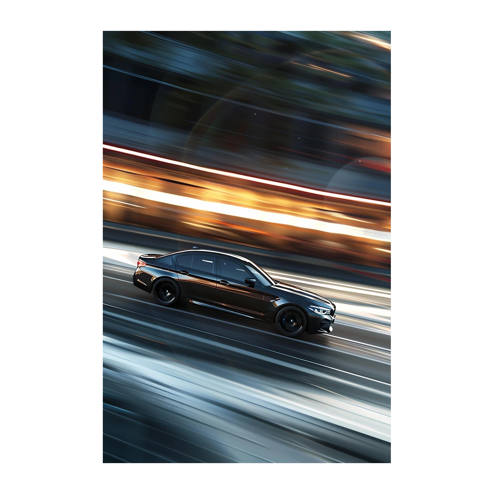 Sleek Black Sedan Speed Wall Art