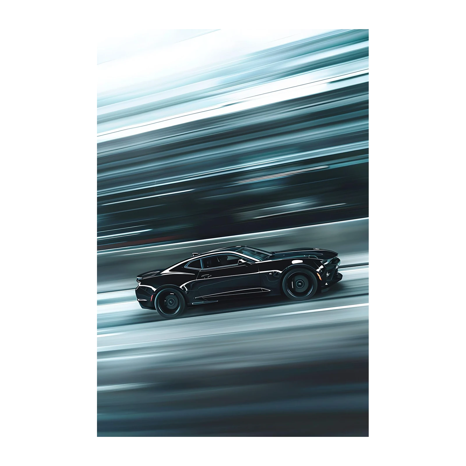 Sleek Black Camaro Speed Motion Wall Art