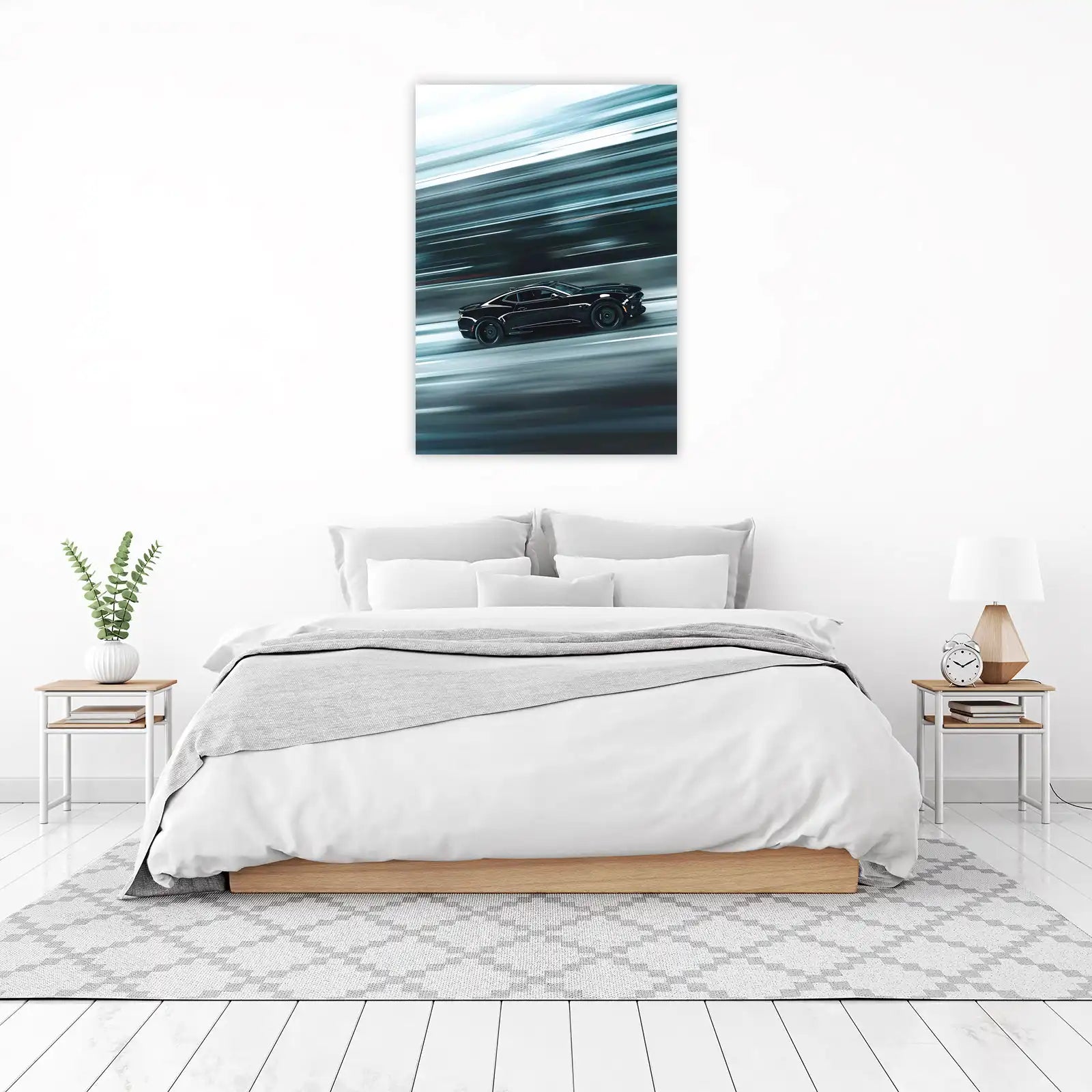 Sleek Black Camaro Speed Motion Wall Art