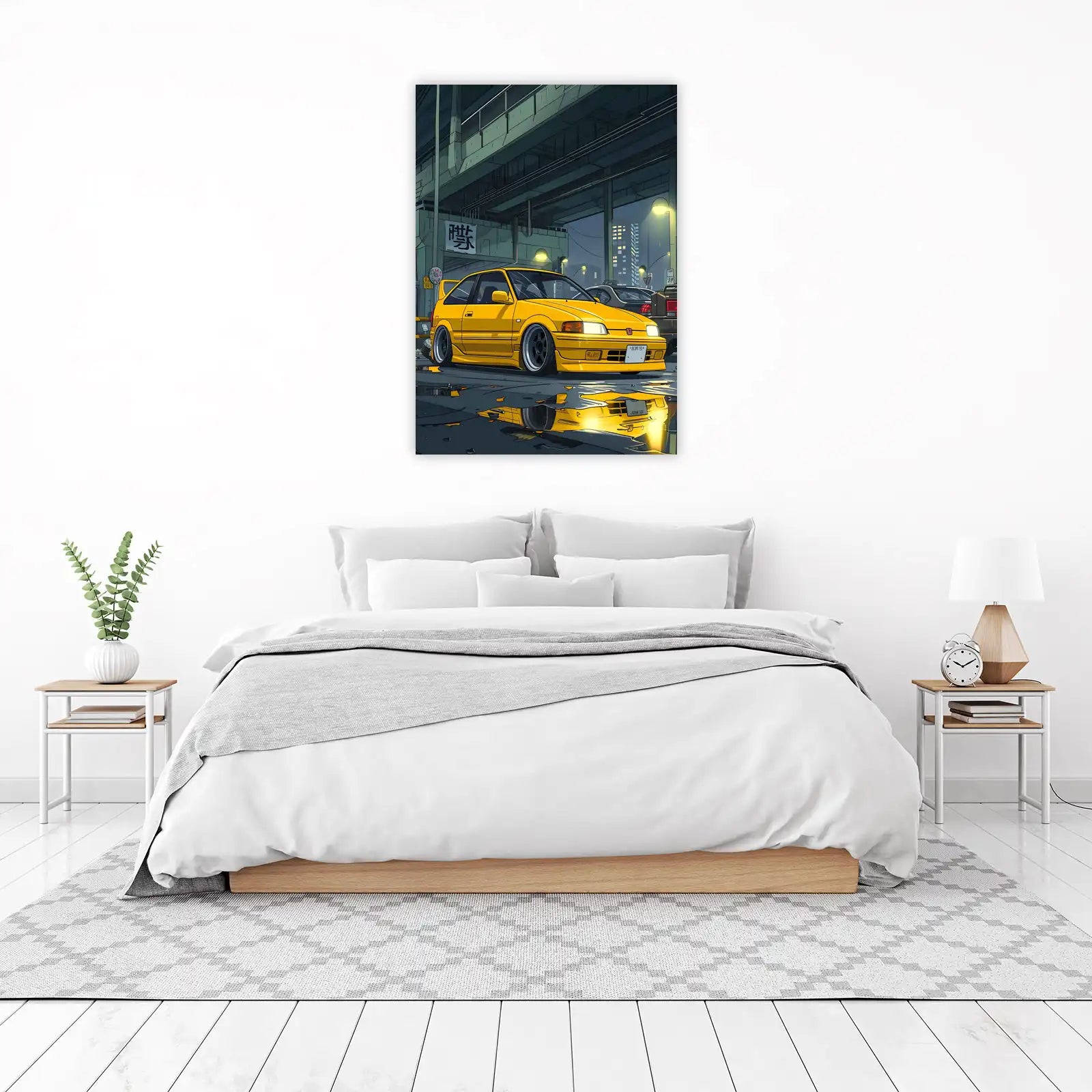 JDM Yellow Civic EF 3D Render Wall Art