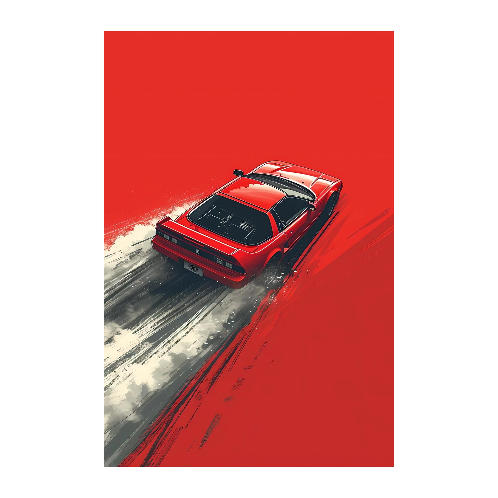 Red Japanese Sports Car Drift Wall Art