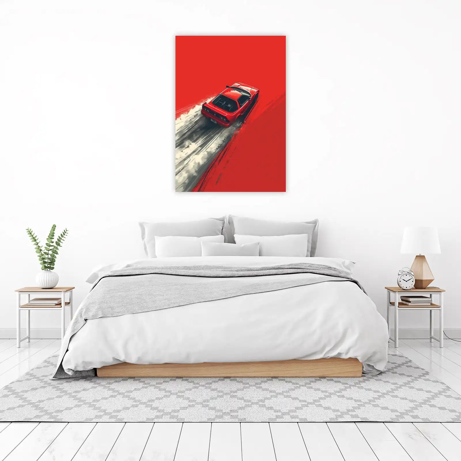 Red Japanese Sports Car Drift Wall Art