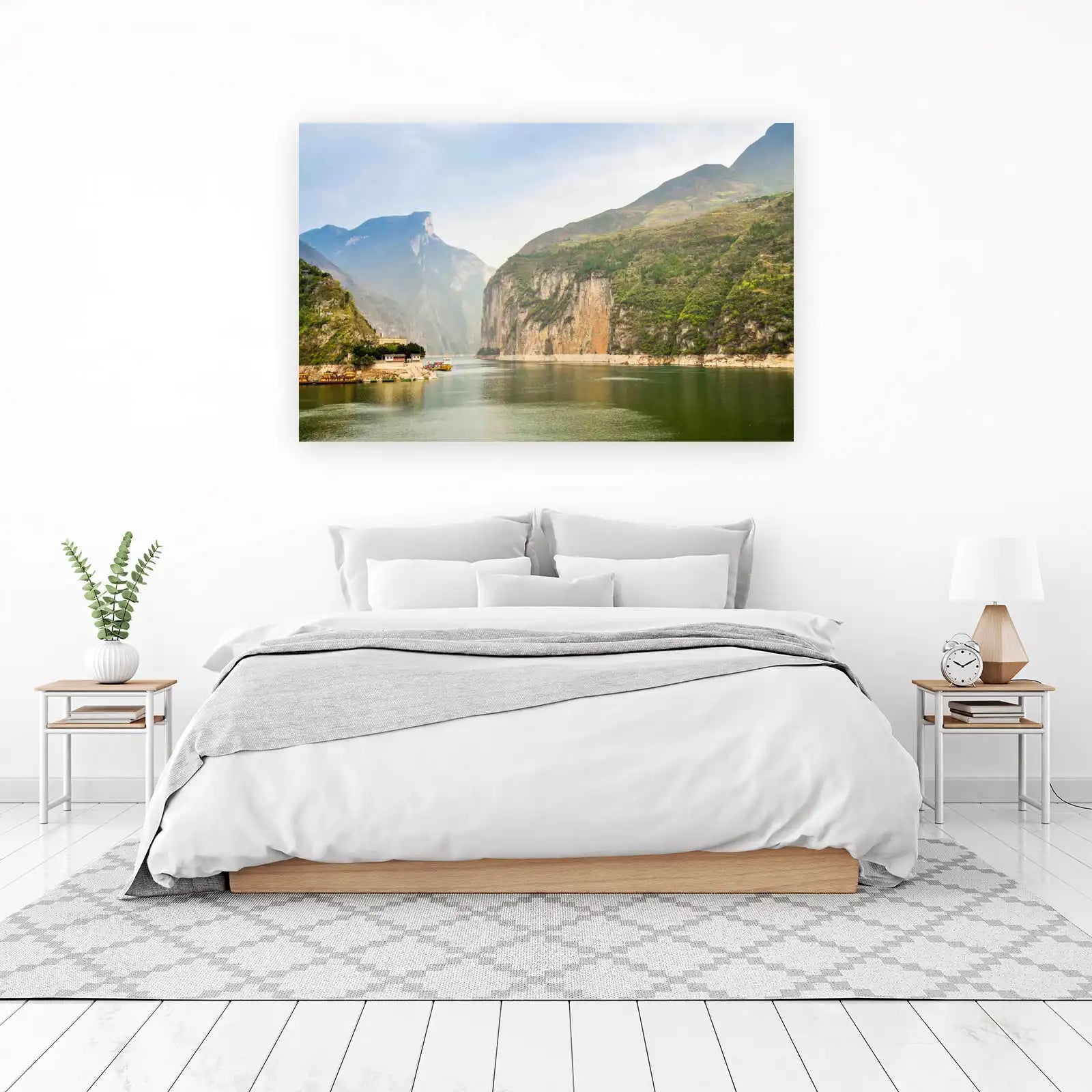Misty Mountain River Landscape Wall Art