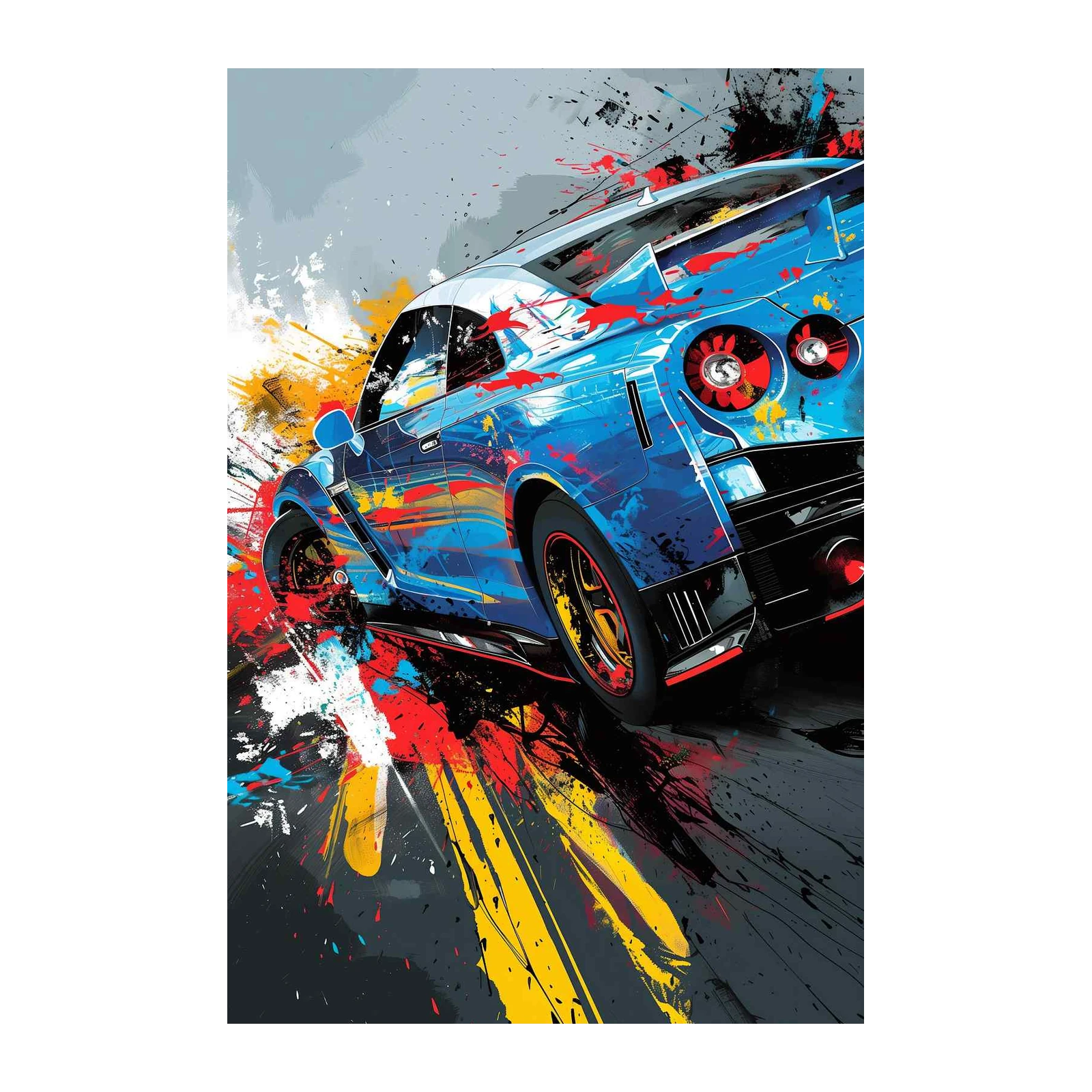 Vibrant Blue Sports Car 'Speed Demon' Wall Art