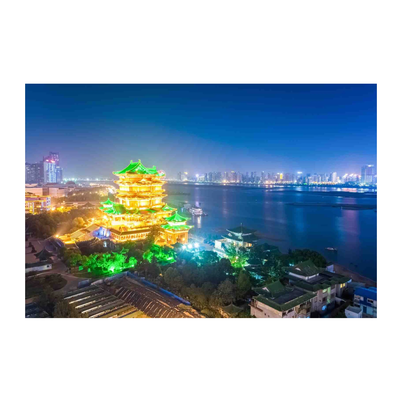 Vibrant Pagoda Cityscape Wall Art