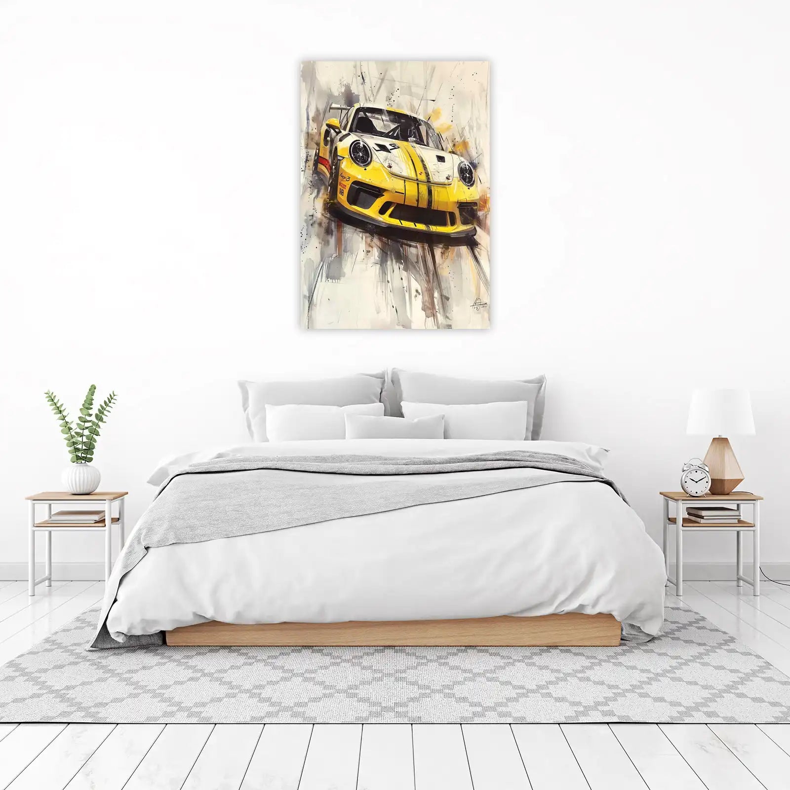 Dynamic Yellow Porsche Racing Wall Art
