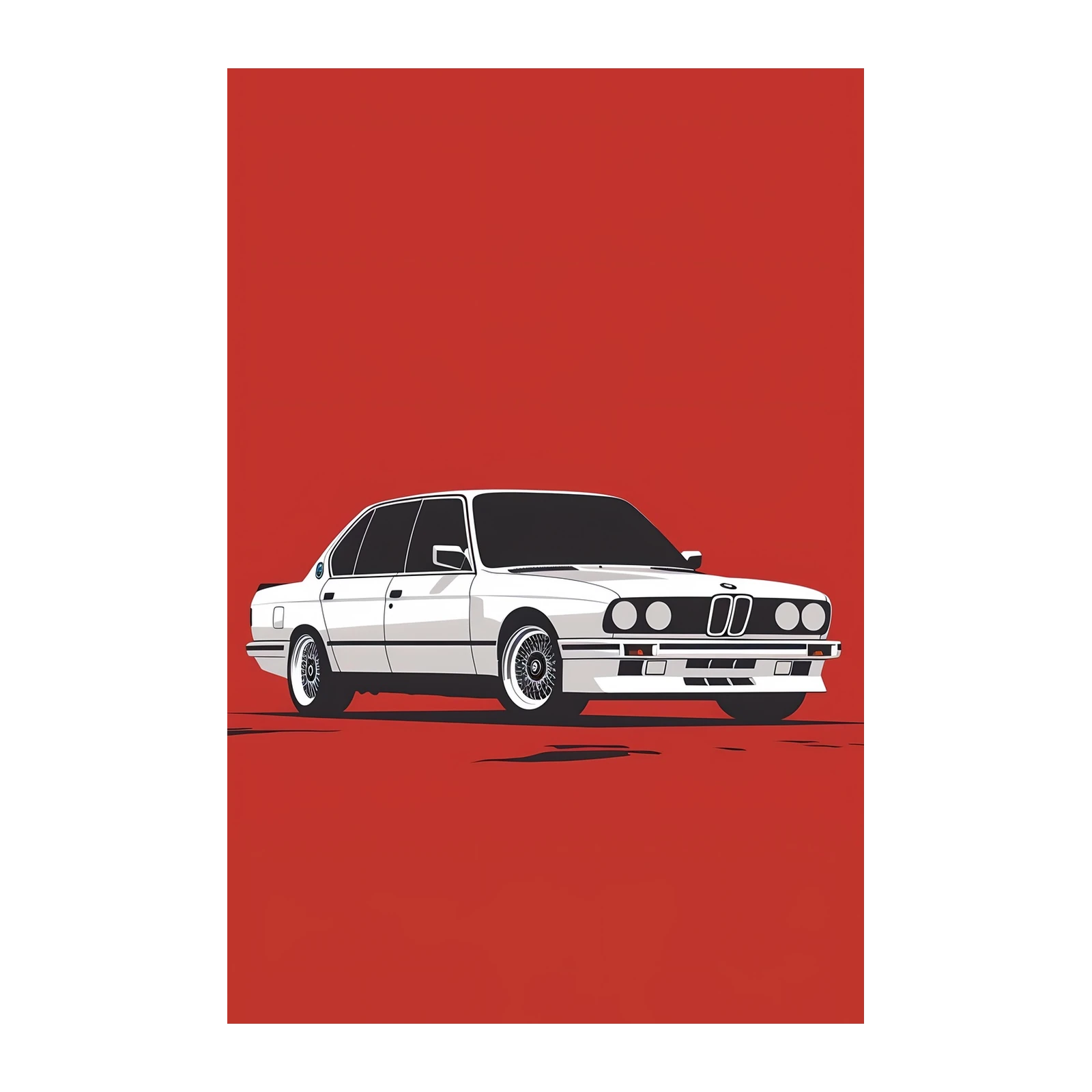 Classic White BMW E30 Sedan Wall Art
