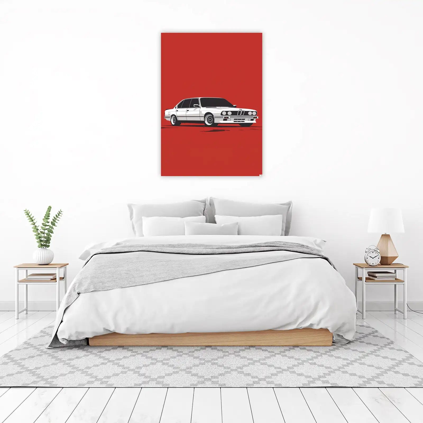 Classic White BMW E30 Sedan Wall Art