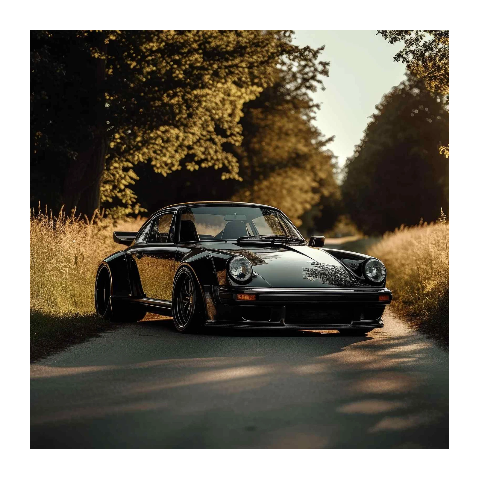 Black Porsche Classic Automotive Art Wall Art