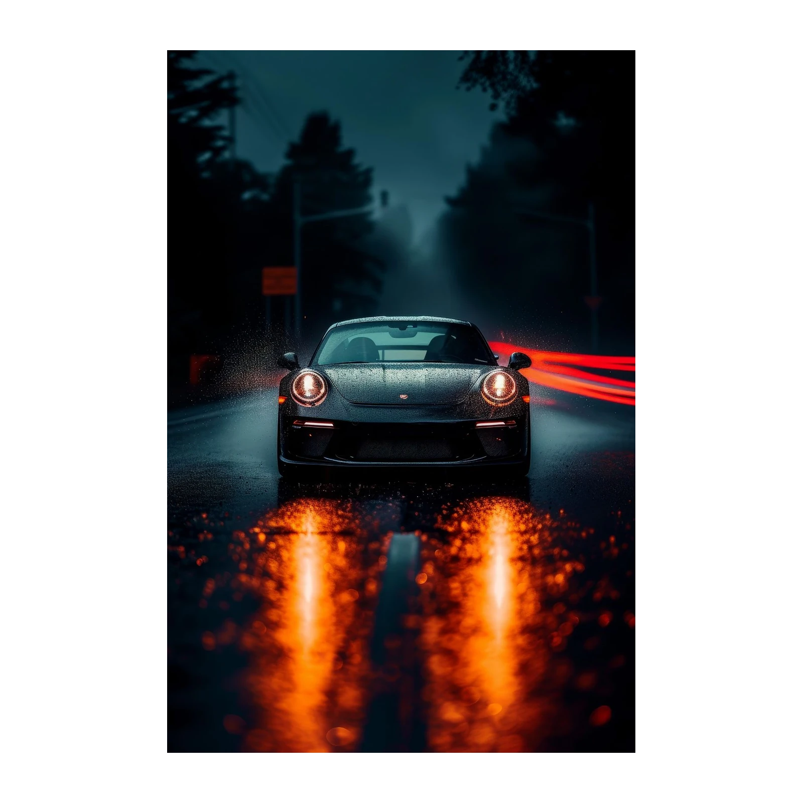 Porsche Night Drive Wall Art
