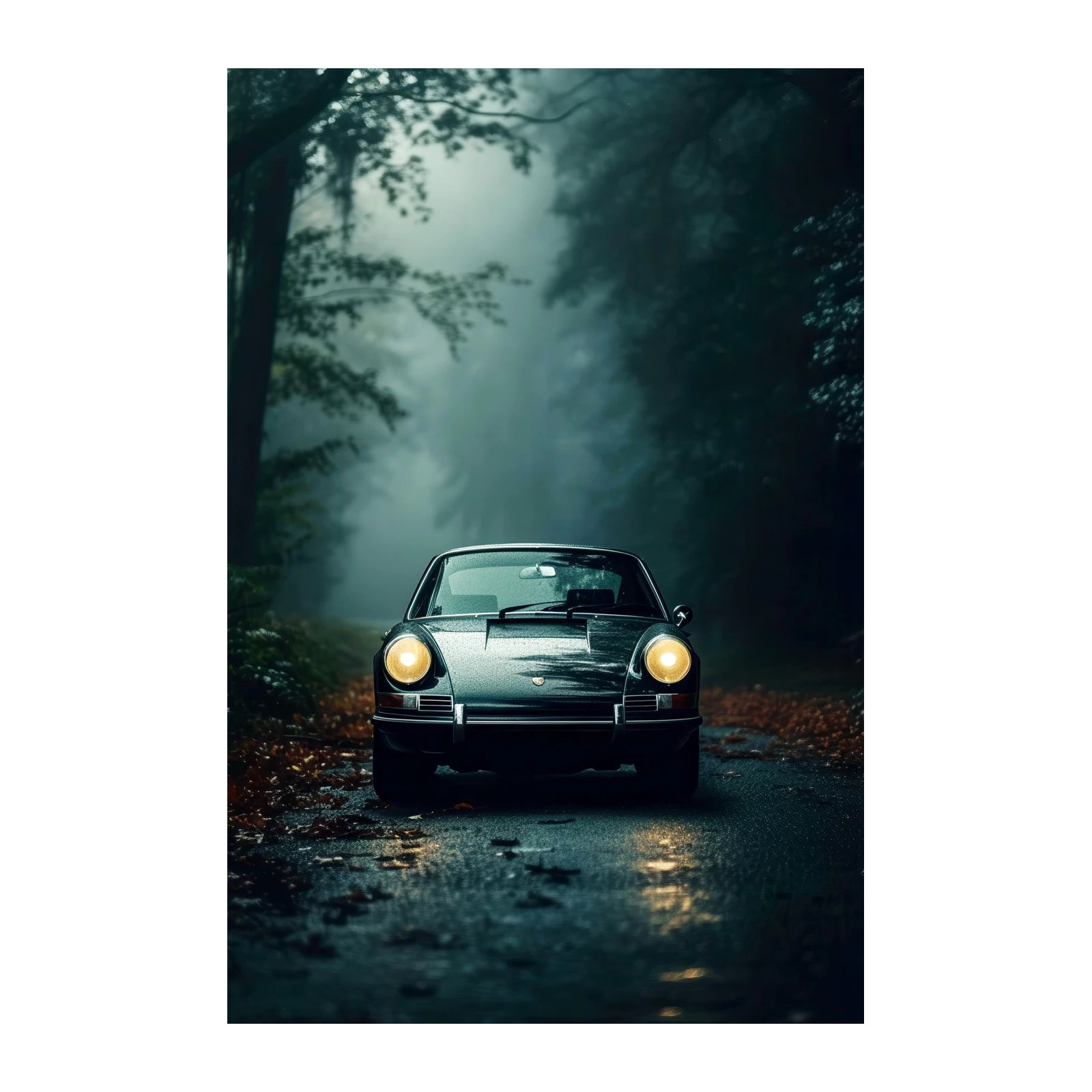 Vintage Porsche Forest Road Wall Art