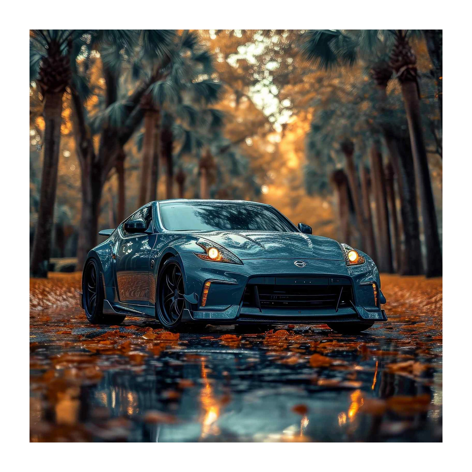 Sleek Sports Car Autumn Drive Wall Art