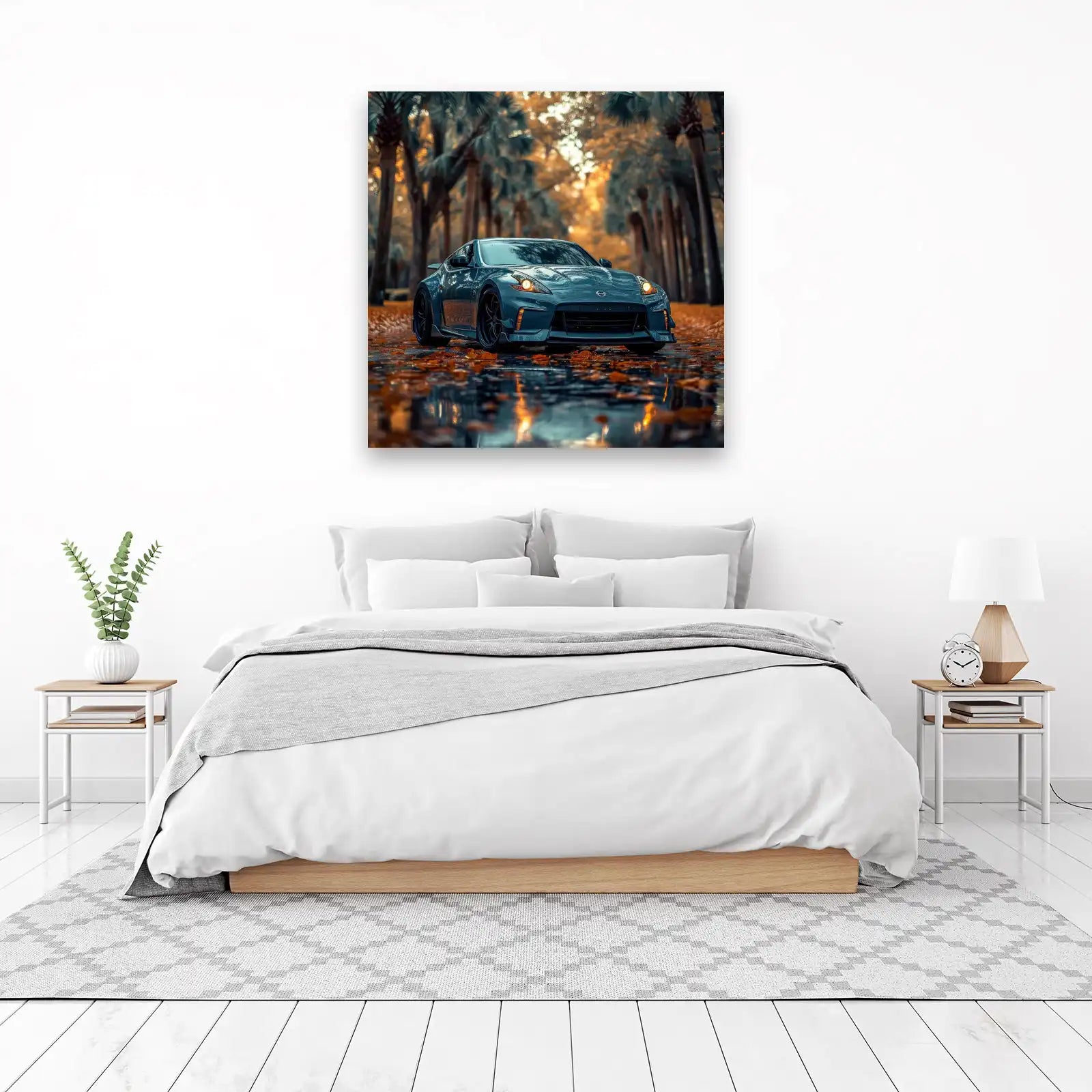 Sleek Sports Car Autumn Drive Wall Art