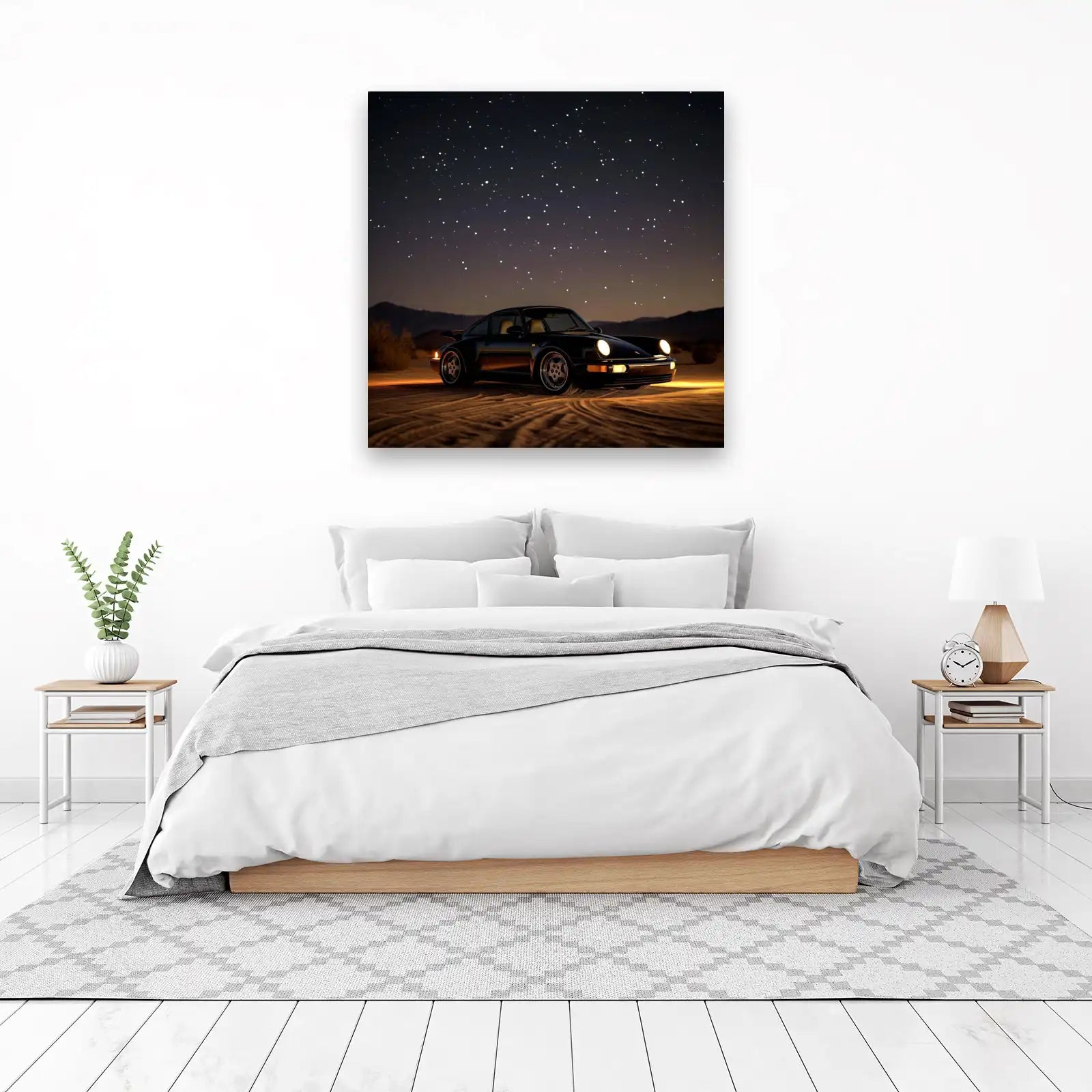 Classic Black Porsche Desert Stars Wall Art