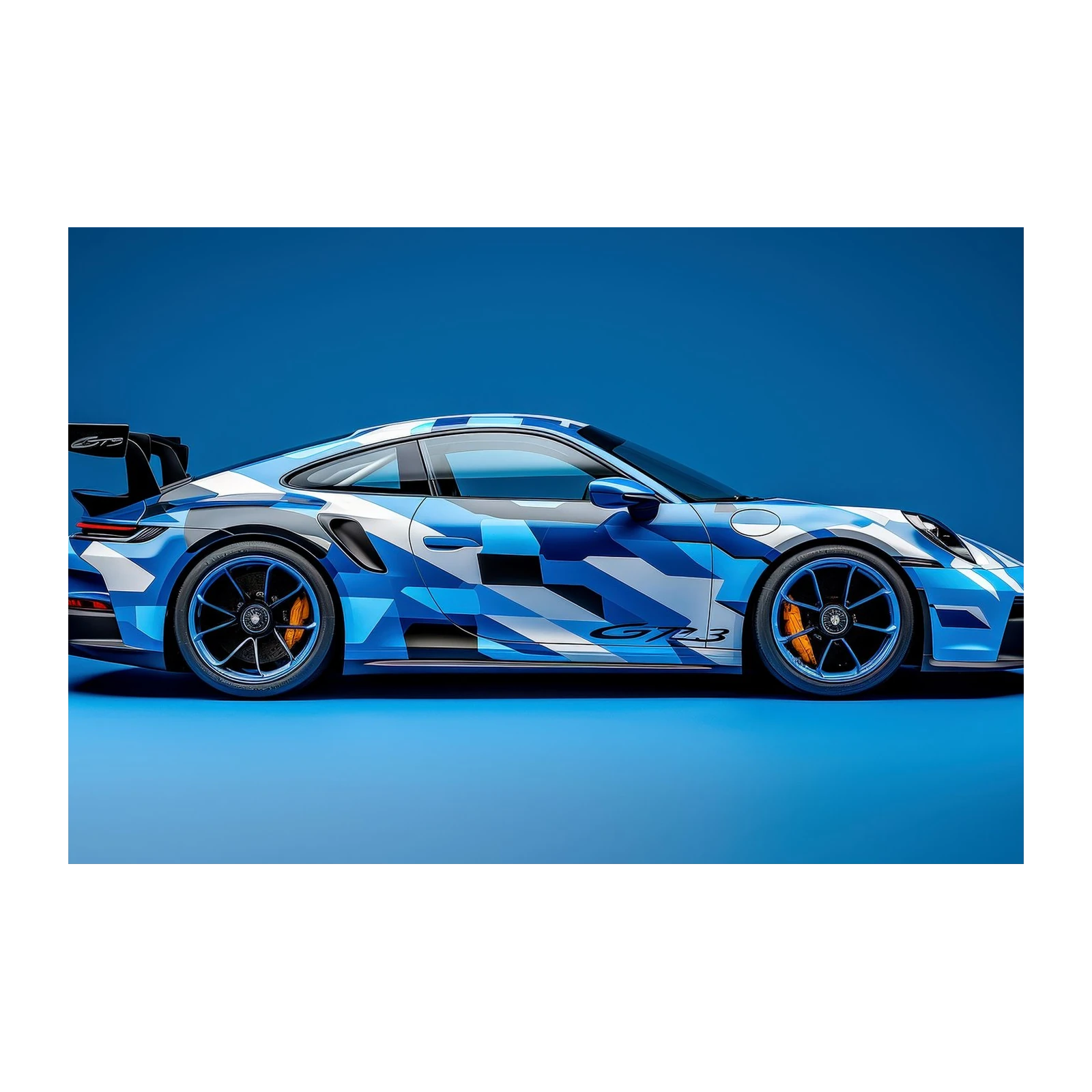 Dynamic Blue Camo Porsche GT3 Wall Art