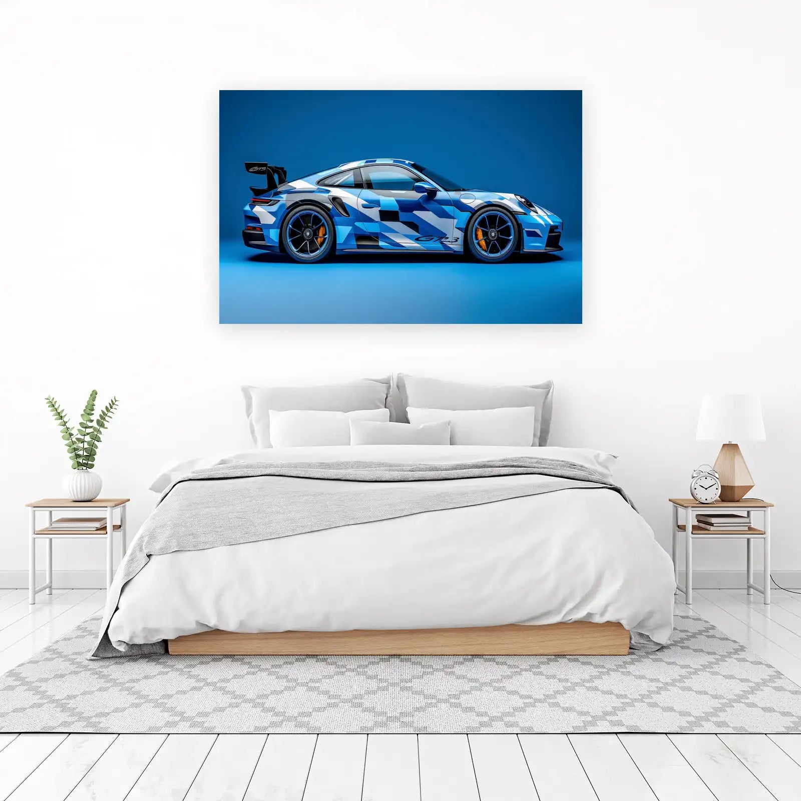Dynamic Blue Camo Porsche GT3 Wall Art