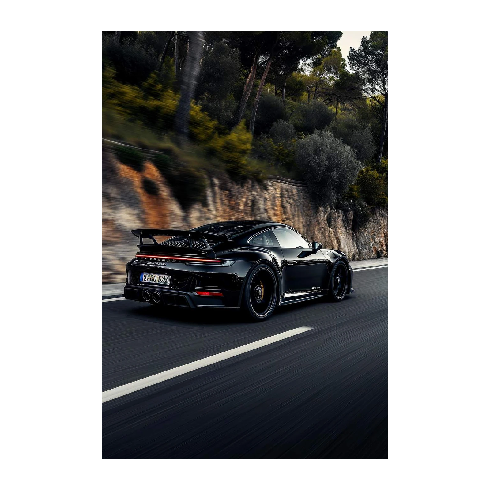 Black Porsche GT2 RS Speed Wall Art
