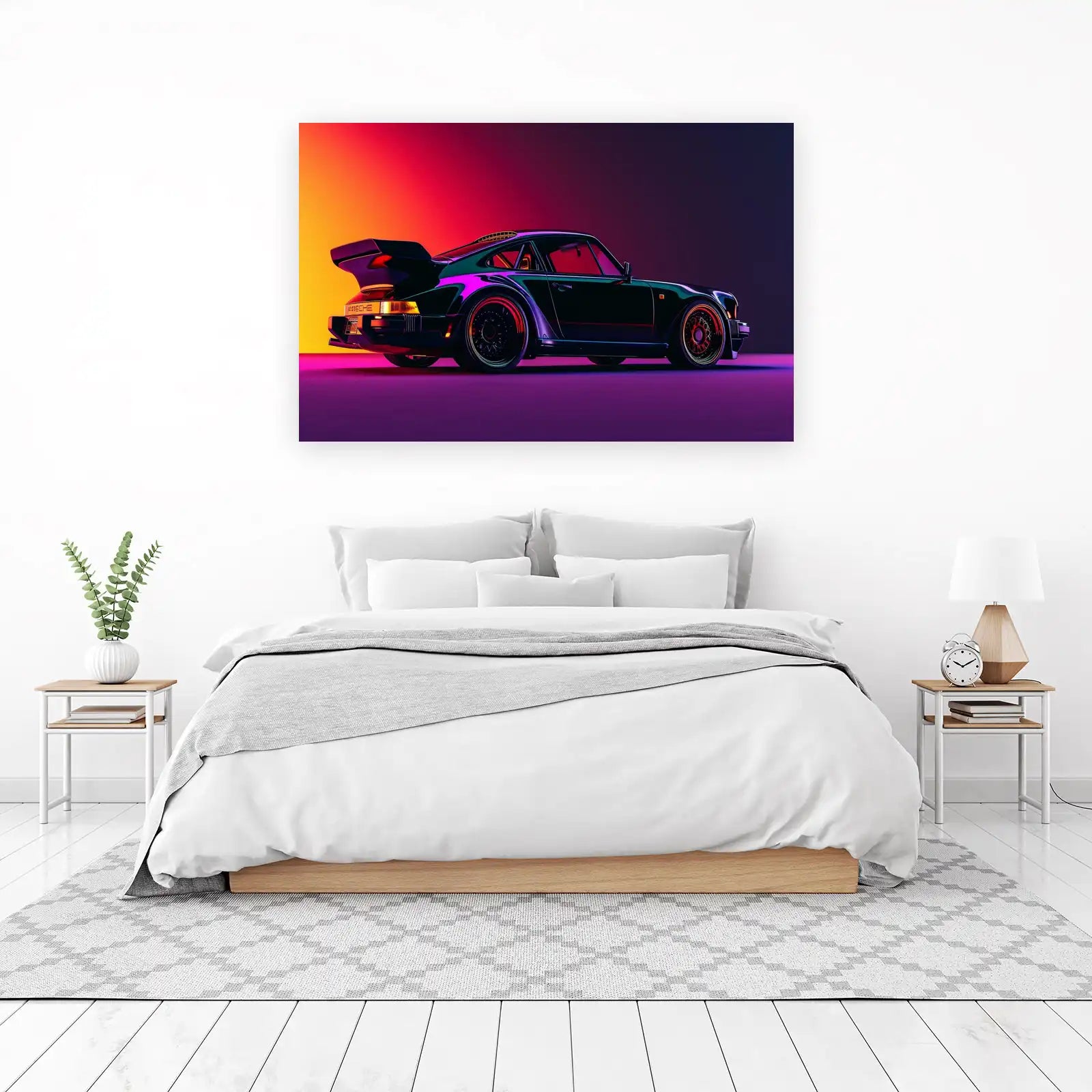 Retro Porsche Turbo Neon Glow Wall Art