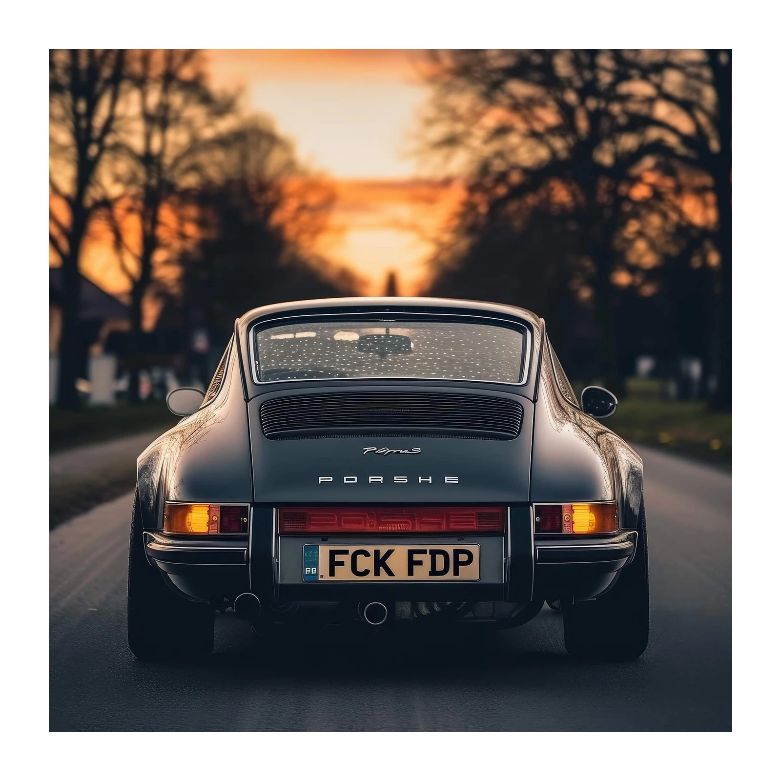 Vintage Porsche Sunset Aura Wall Art