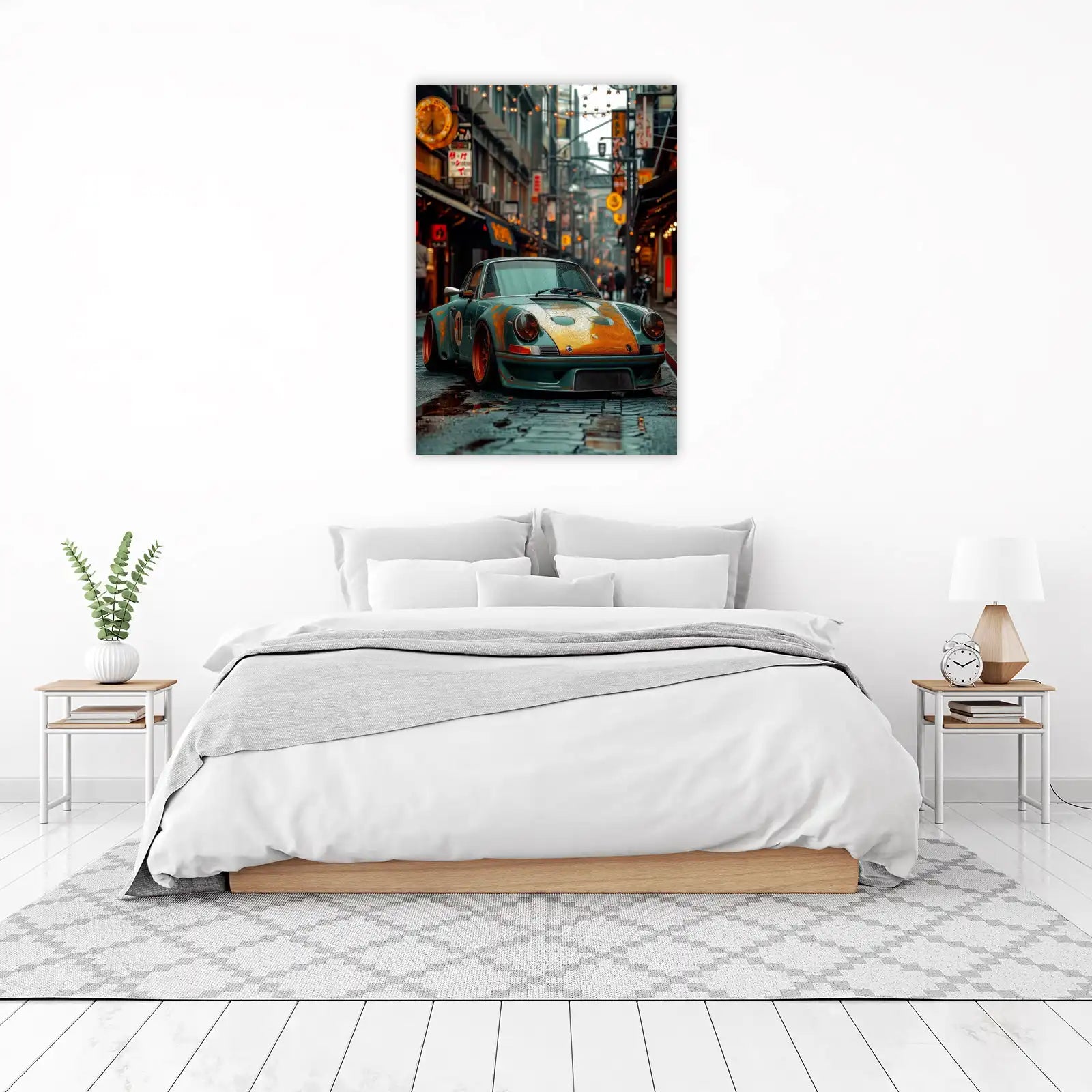 Retro Japanese Street Porsche Wall Art