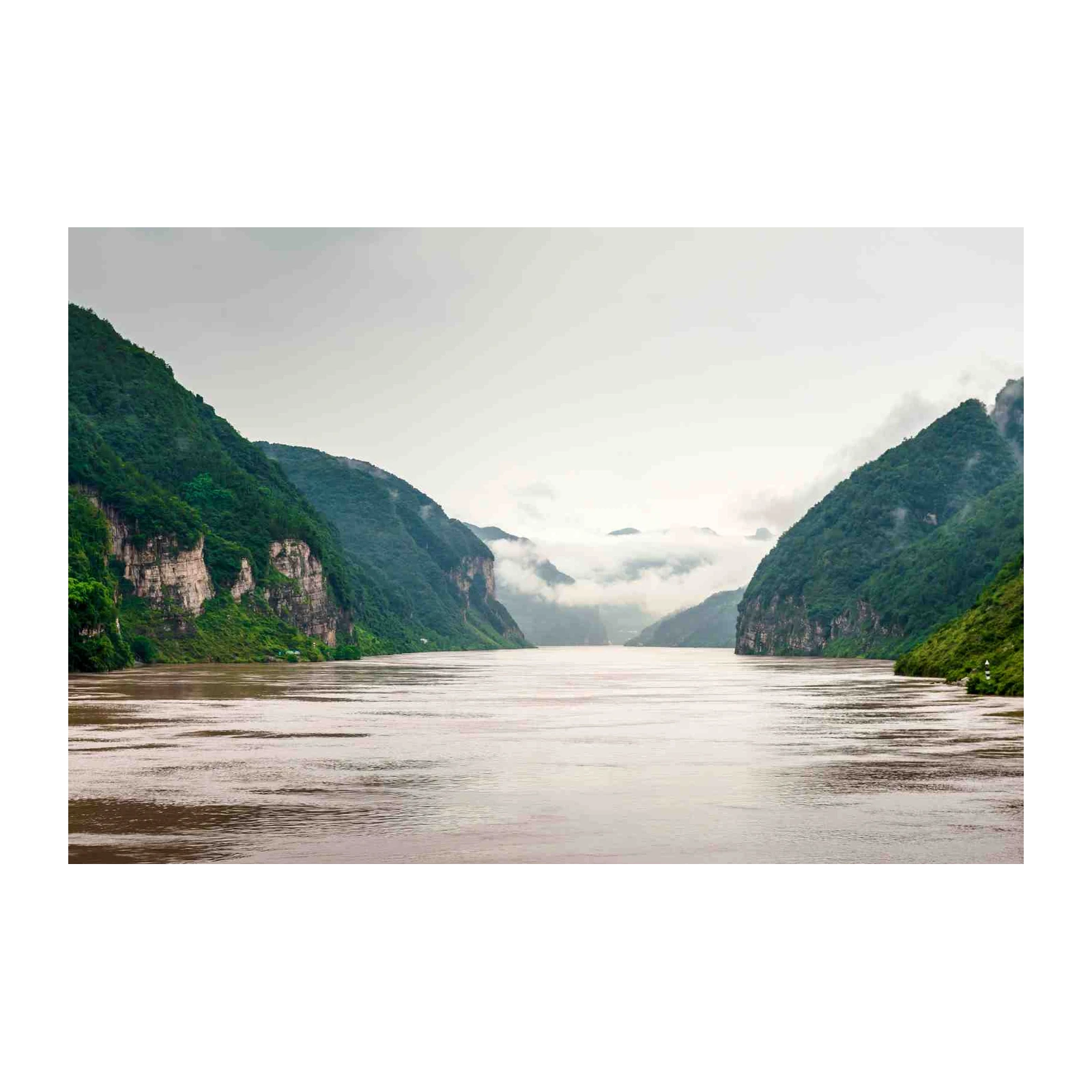 Misty Mountain River Landscape Wall Art