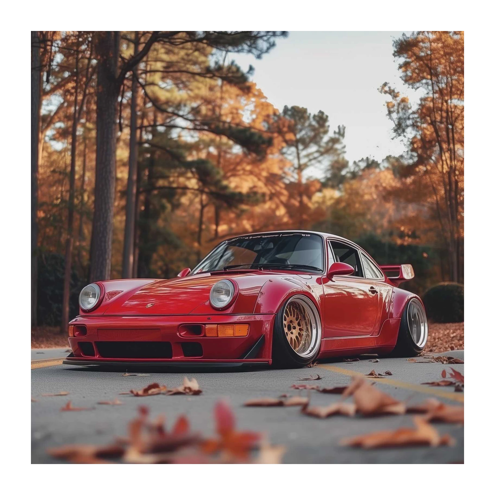 Red Porsche Turbo Widebody Wall Art