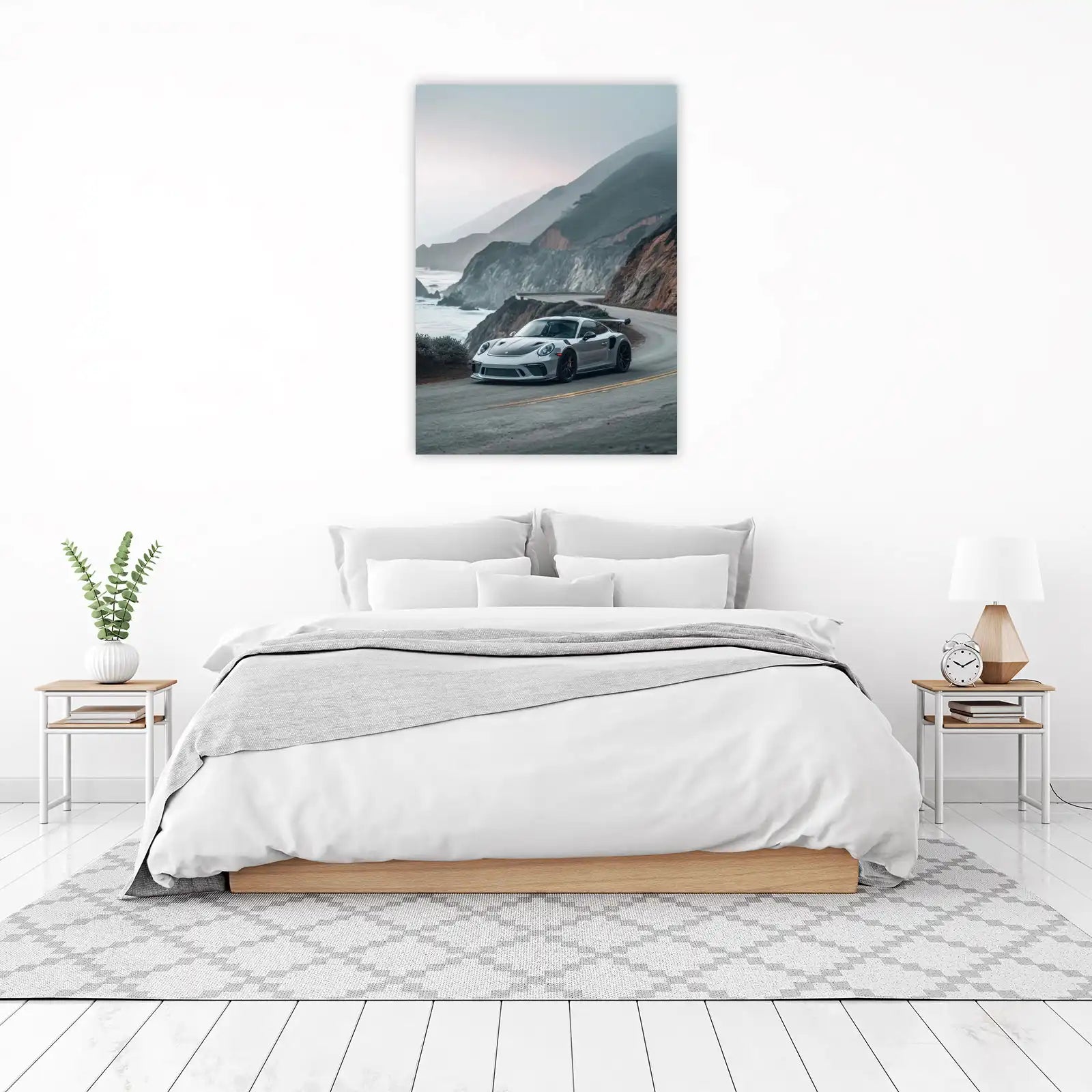 Silver Porsche GT3 Coastal Drive Wall Art