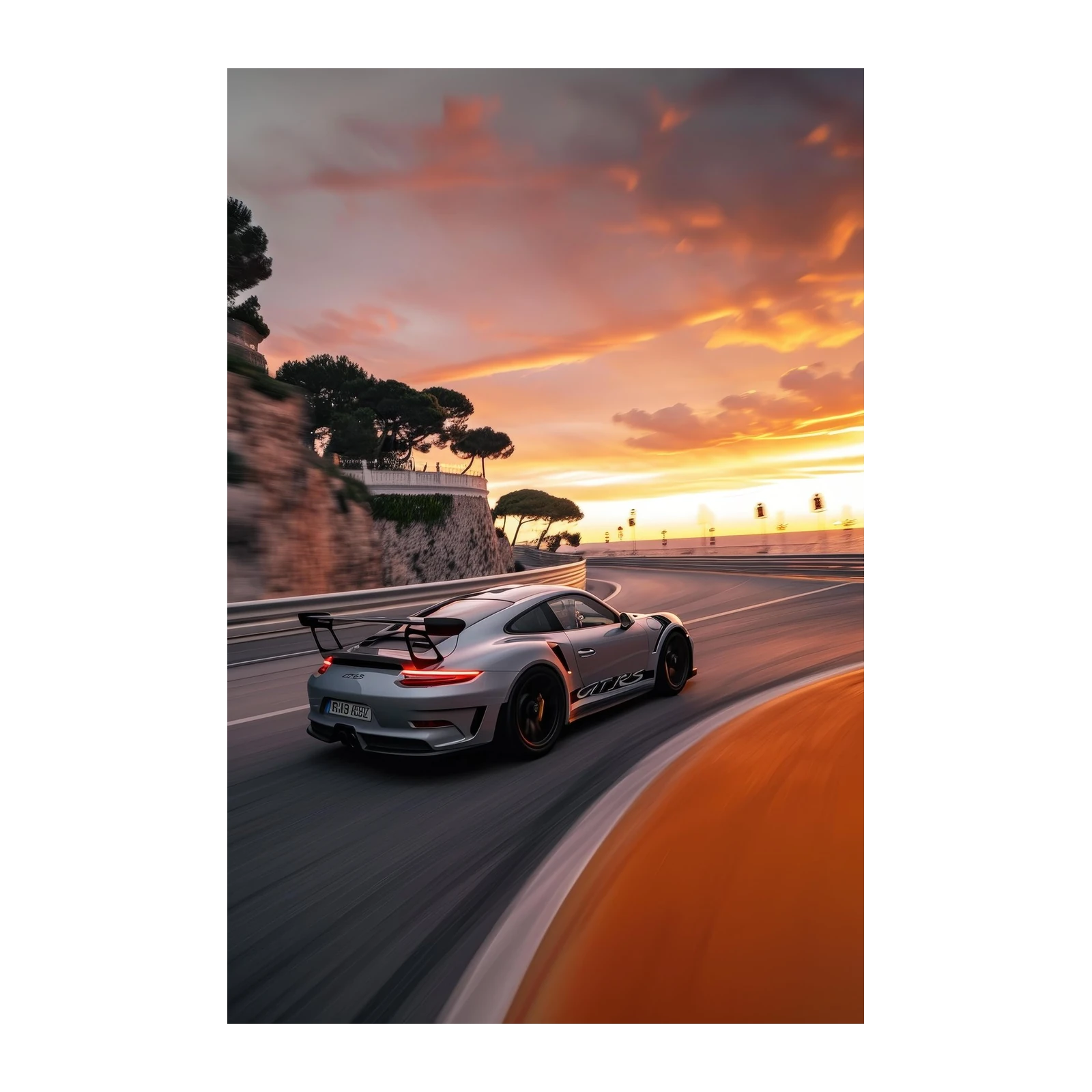 Porsche GT3 RS Sunset Drive Wall Art