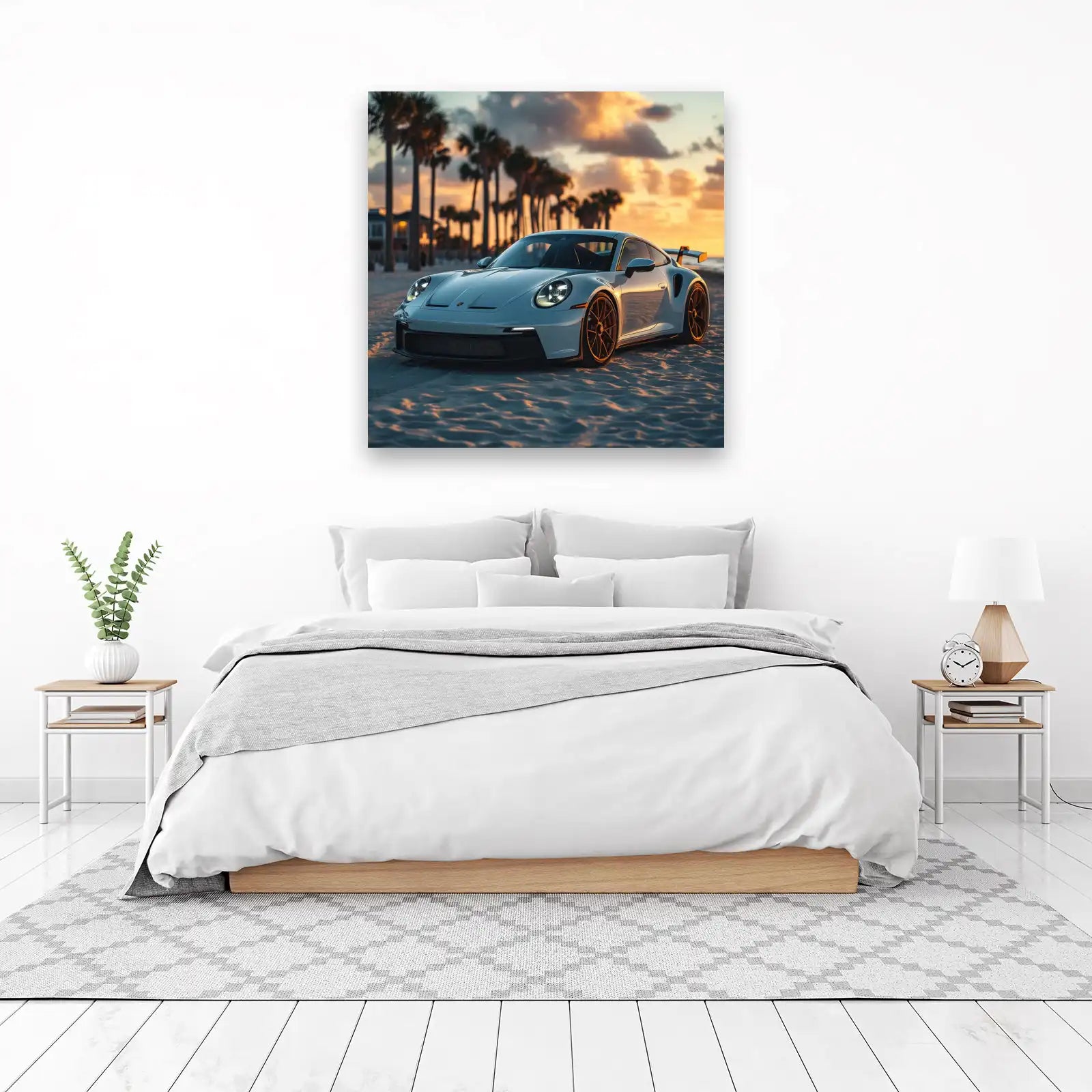 Luxury Porsche Beach Sunset Wall Art