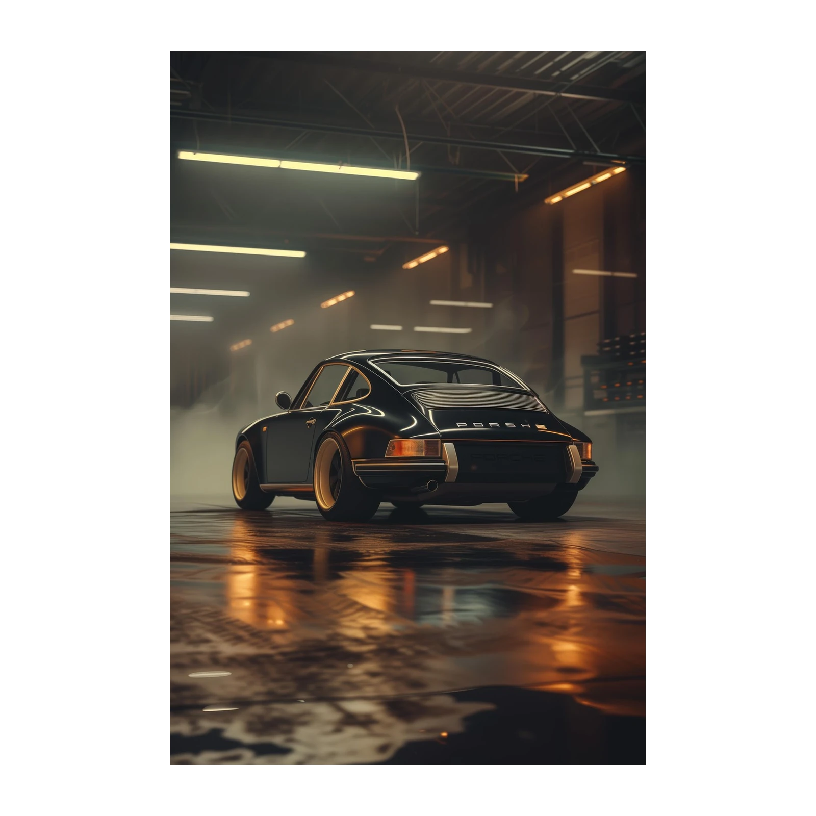 Classic Black Porsche 911 Garage Wall Art