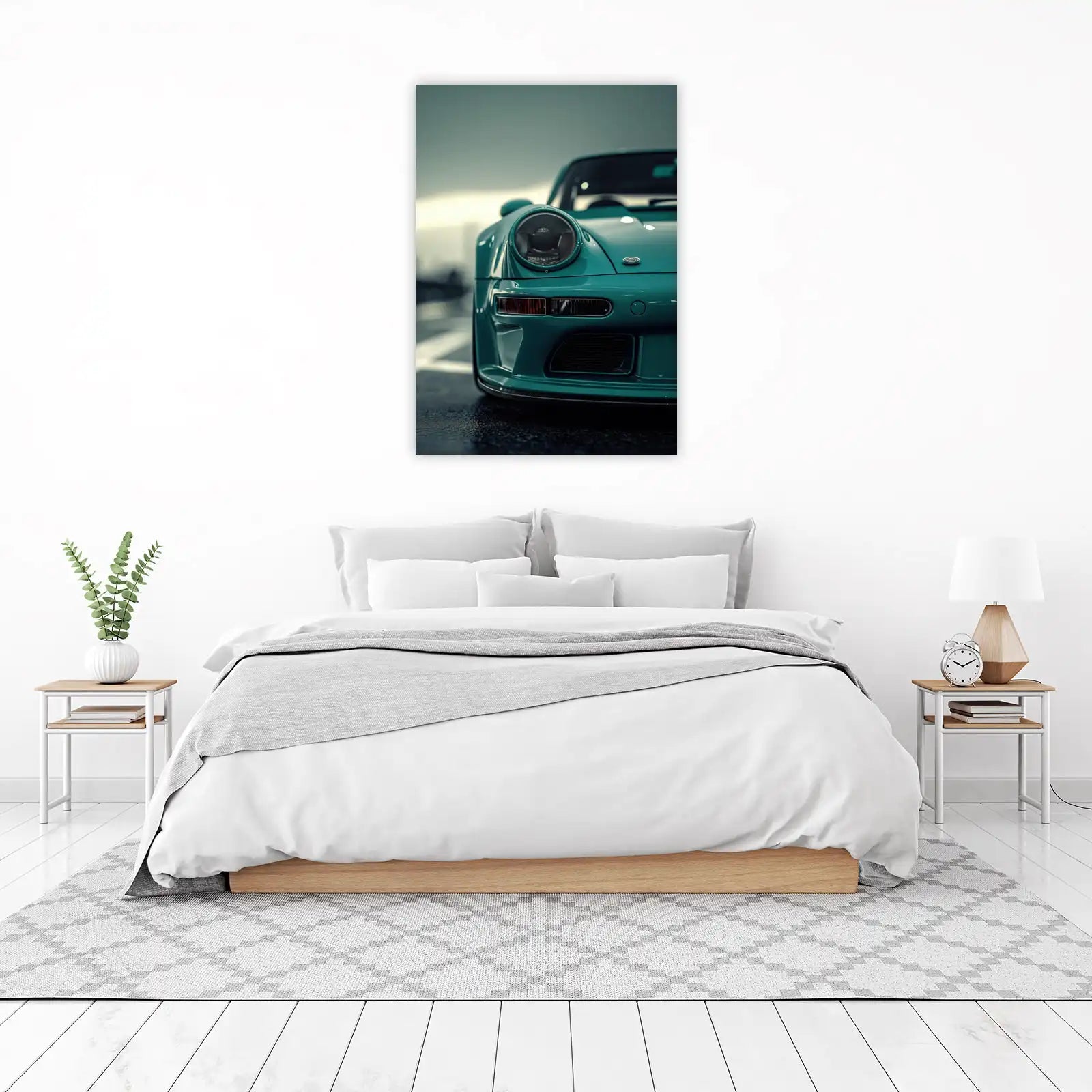 Teal Classic Car Front Wall Art