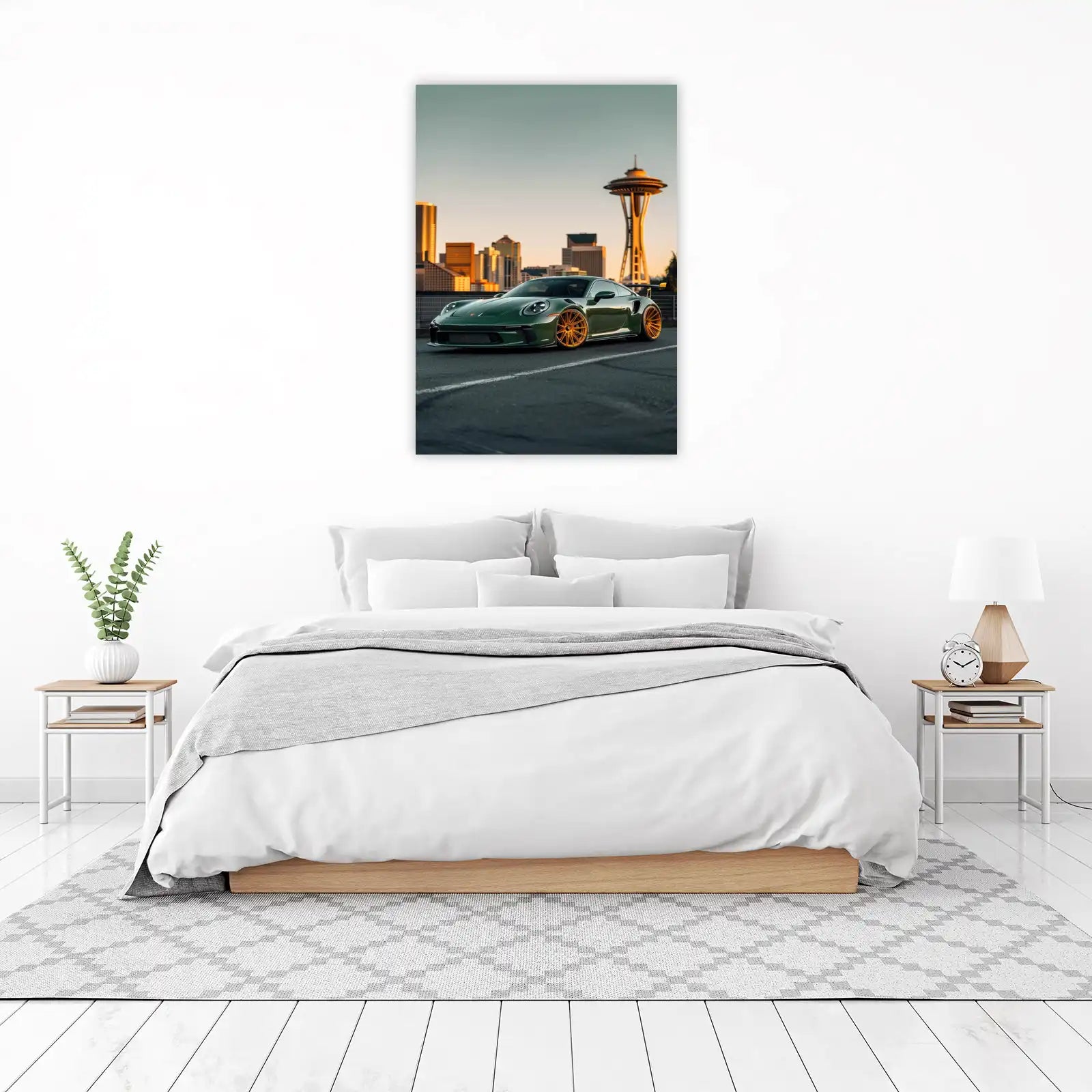 Green Porsche 911 GT3 Seattle Skyline Wall Art