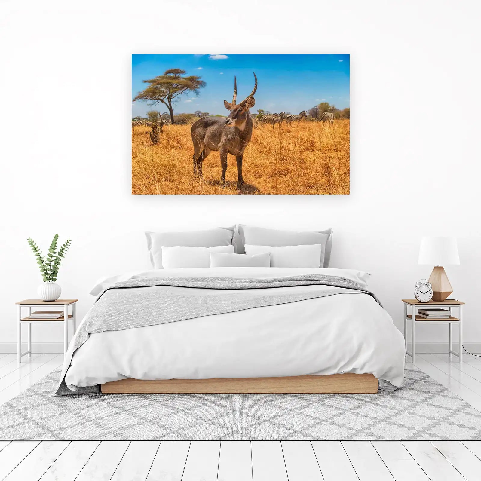 Majestic Waterbuck & Zebras Safari Wall Art