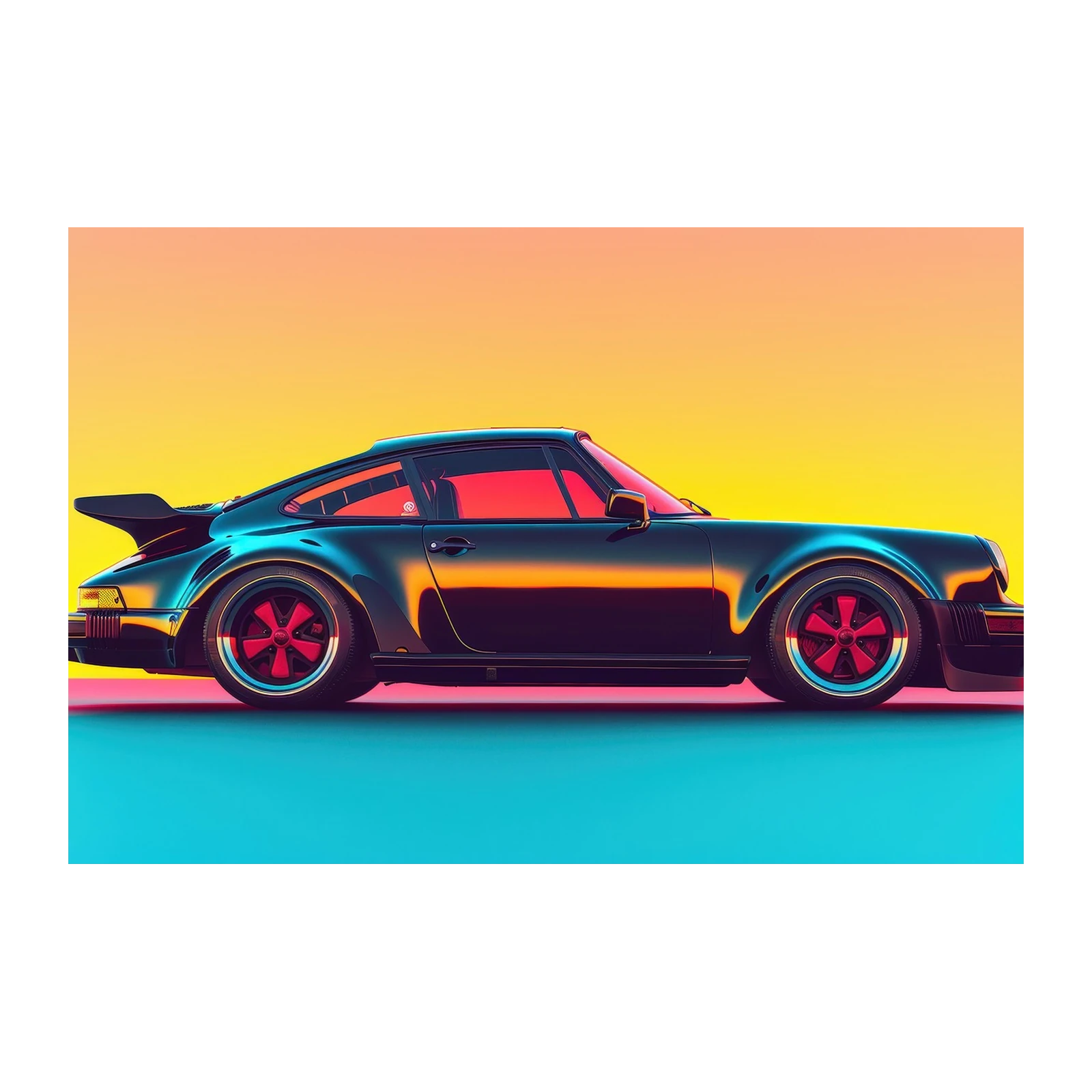 Retro Porsche Sunset Wall Art
