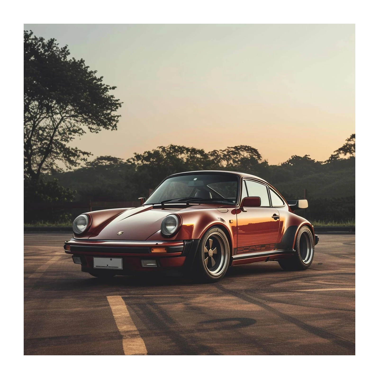 Vintage Porsche 930 Turbo Sunset Wall Art