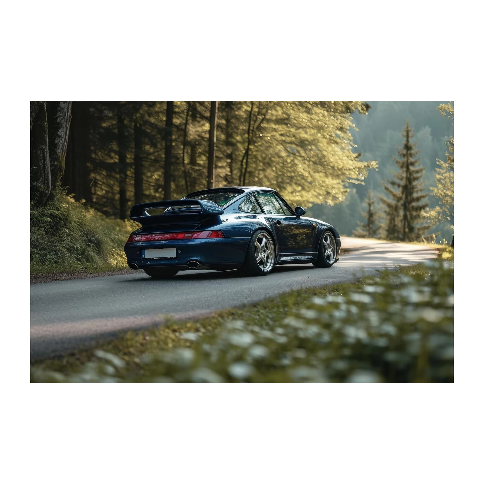 Classic Blue Porsche 911 Forest Drive Wall Art