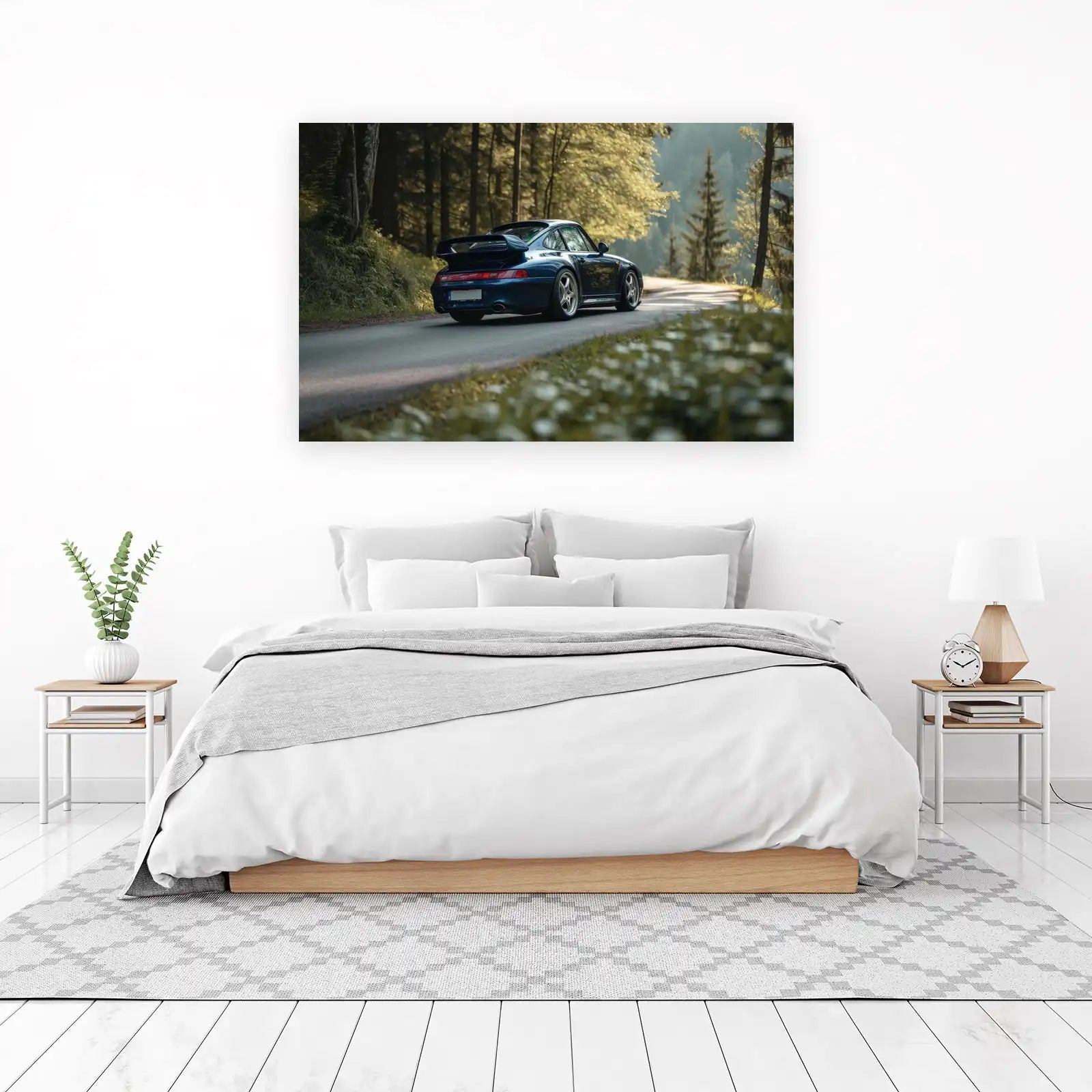 Classic Blue Porsche 911 Forest Drive Wall Art