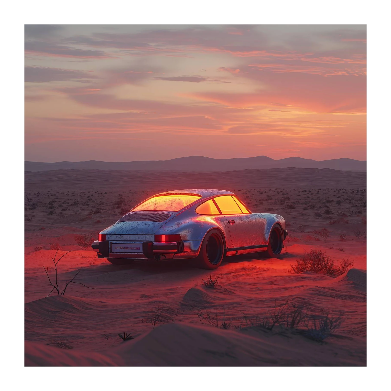 Desert Sunset Porsche 911 Wall Art