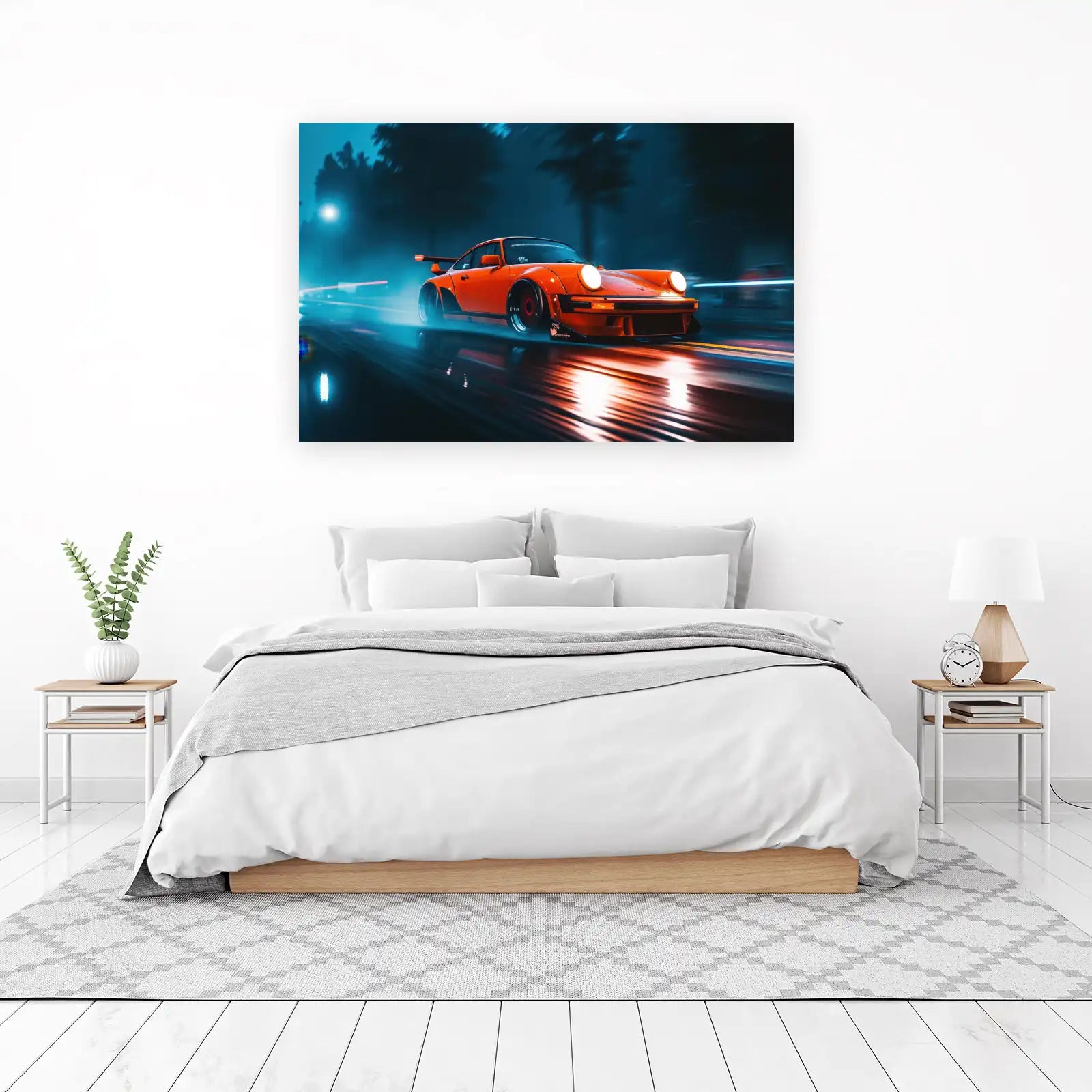 Dynamic Orange Porsche Street Art Wall Art