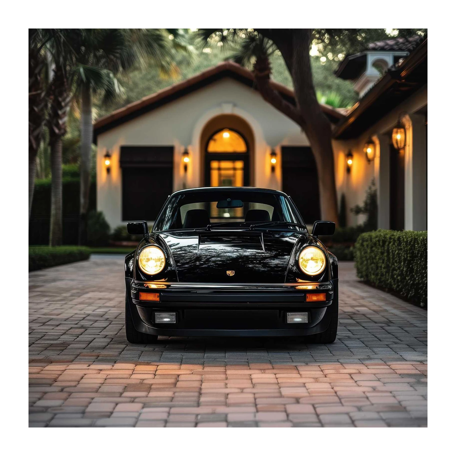 Classic Black Porsche Car Wall Art