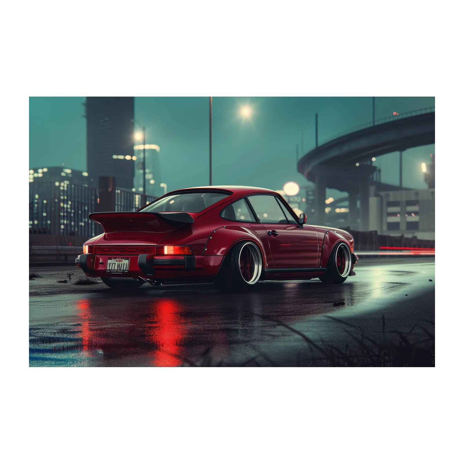 Vintage Red Porsche Street Style Wall Art