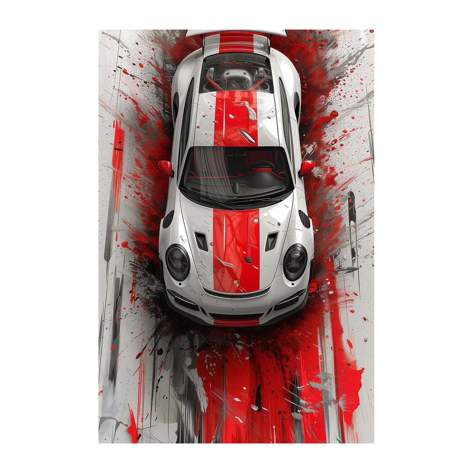 Dynamic Red & White Porsche Wall Art