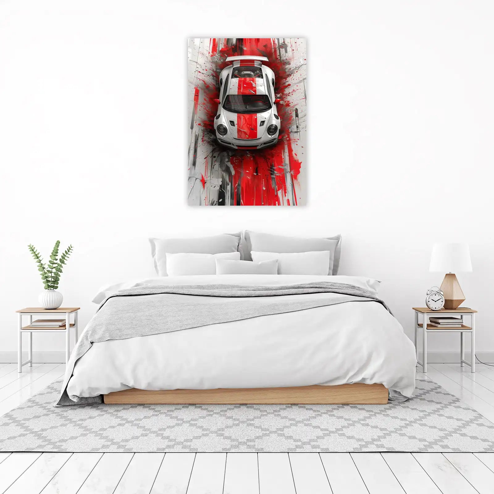Dynamic Red & White Porsche Wall Art