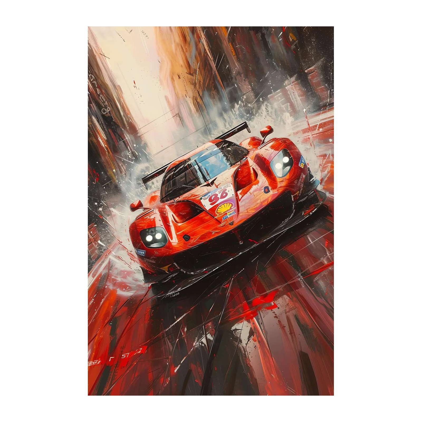Dynamic Red Race Car Wall Art