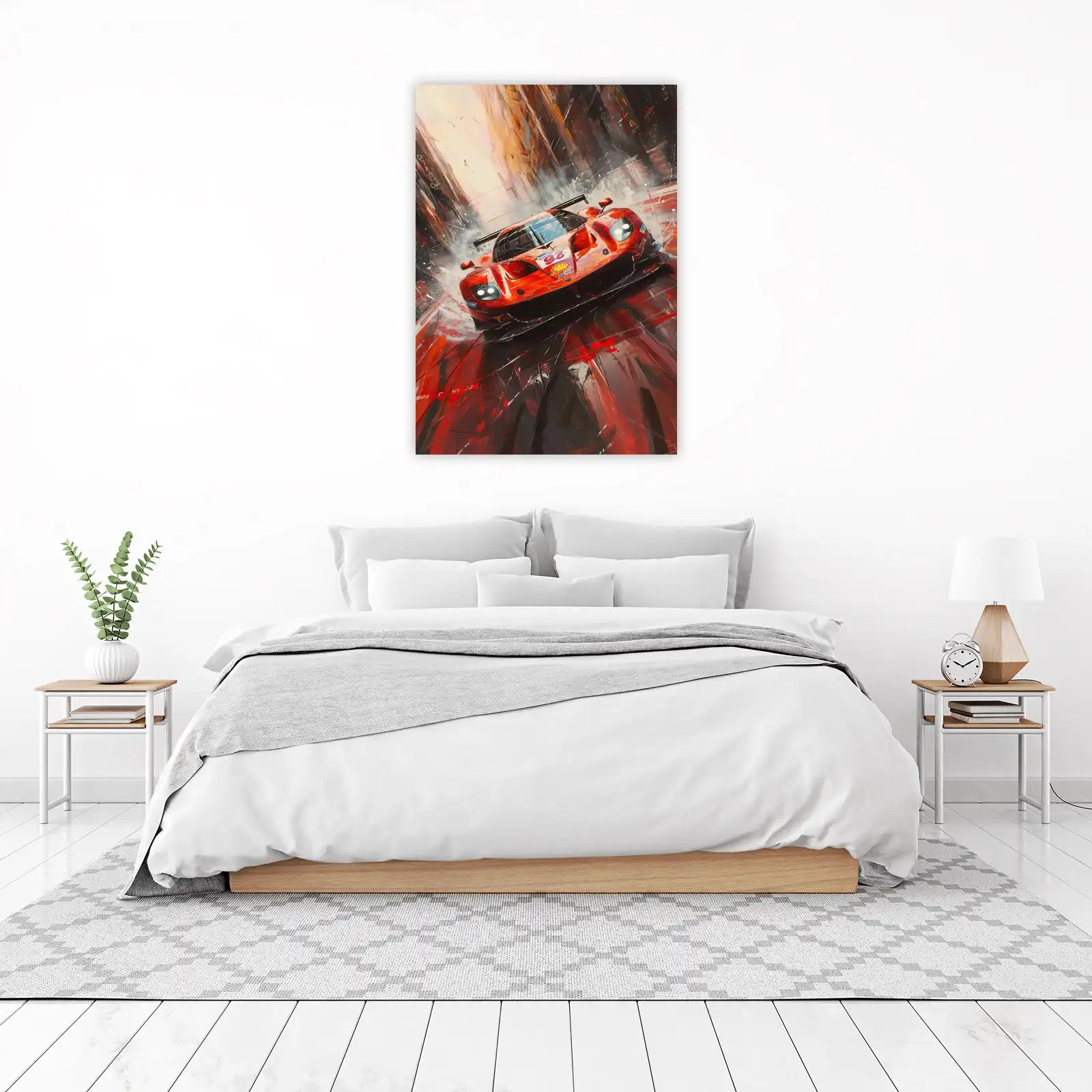 Dynamic Red Race Car Wall Art