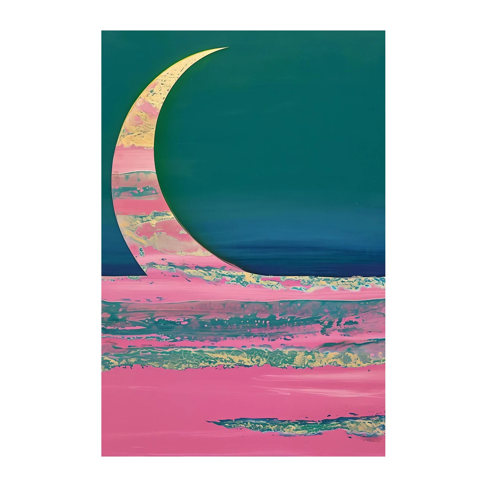 Abstract Moonrise Pink & Gold Wall Art