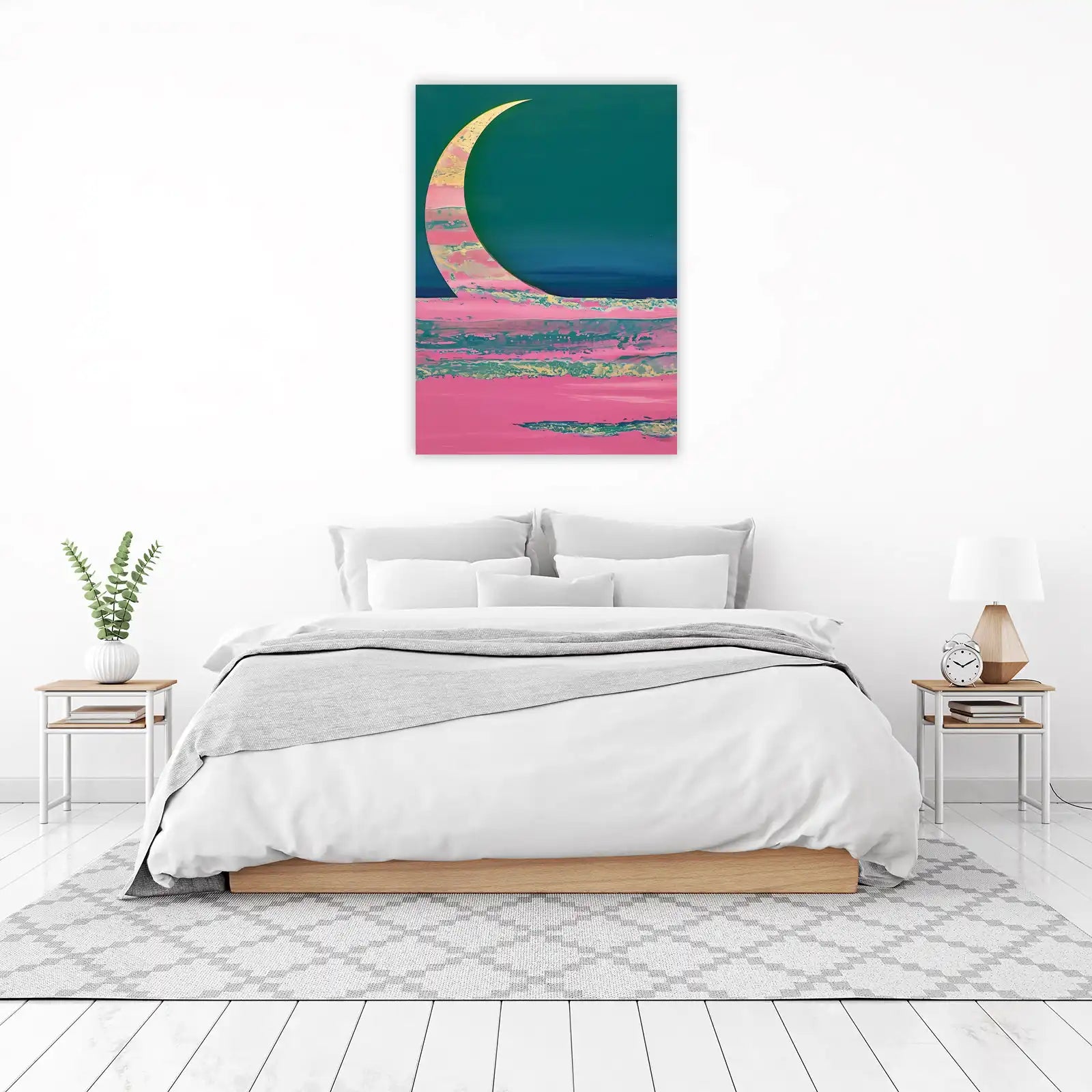 Abstract Moonrise Pink & Gold Wall Art